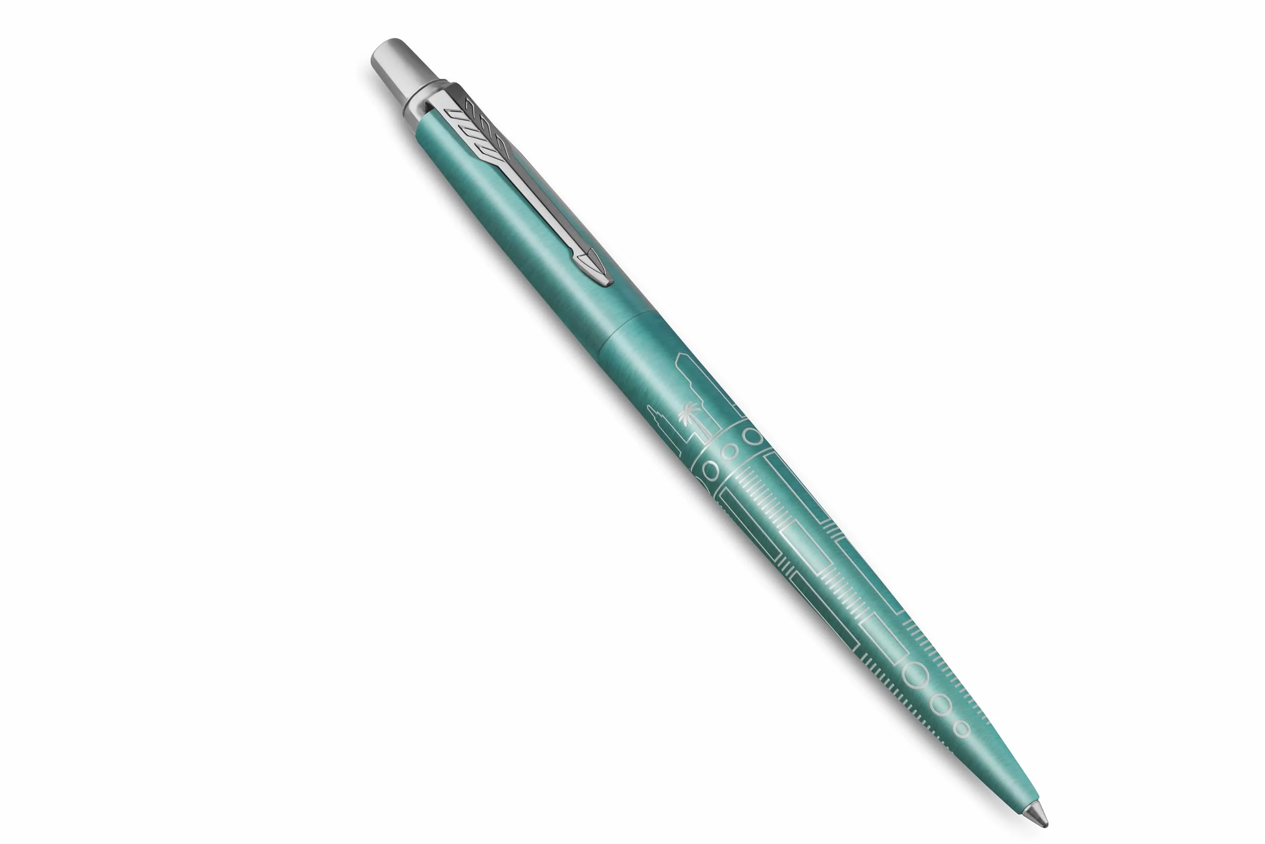 Parker Jotter Długopis Edycja Specjalna Miami Turquoise Chromowane Zdobienia Końcówka Medium Niebieski Tusz Opakowanie Prezentowe
