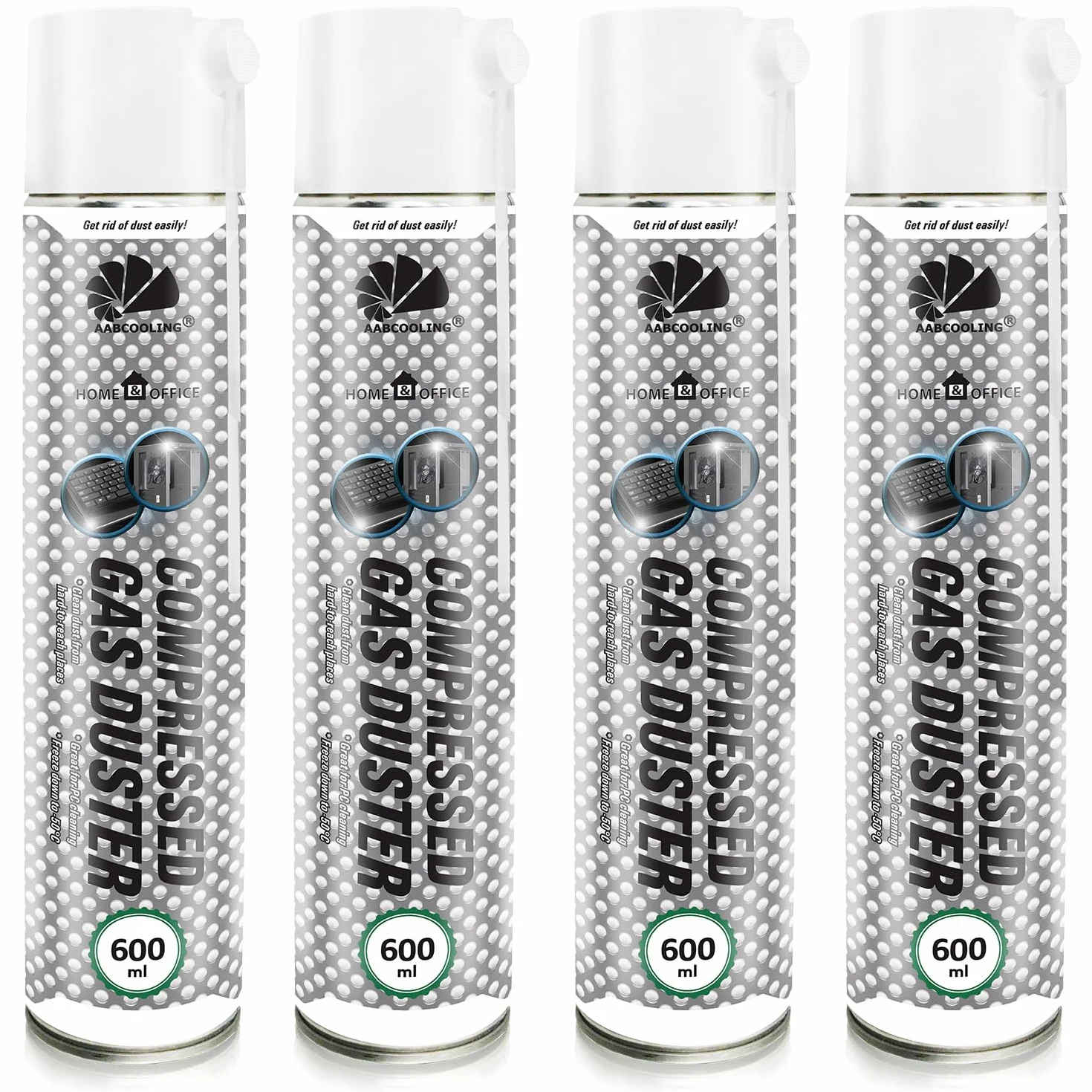 AABCOOLING 4x 600ml Compressed Gas Duster Spray do Czyszczenia Biura, Sprężone Powietrze, Aerozol, Laptop, Komputer, Klawiatura