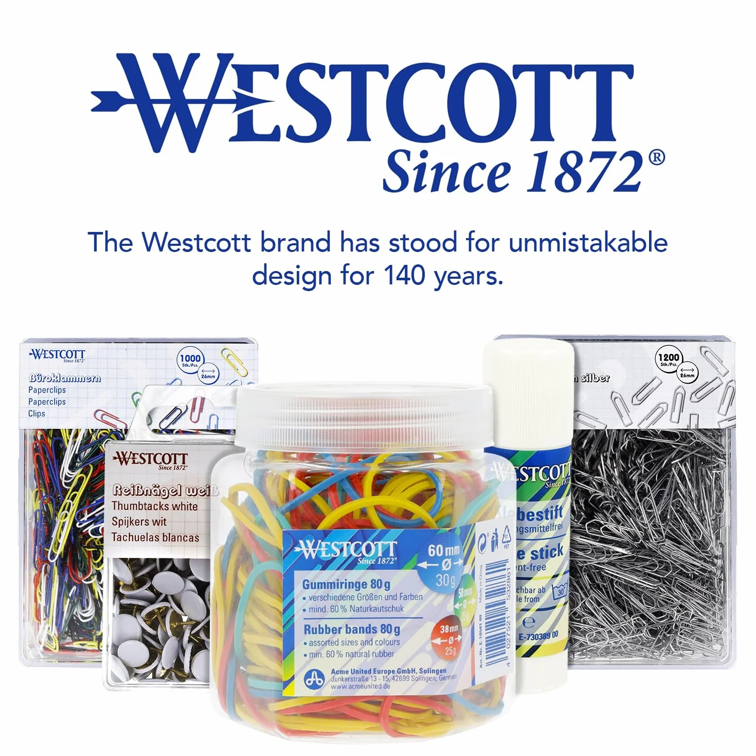 Westcott Gumki 80 g 170 kolorowych gumowych pierścieni w różnych rozmiarach 60 mm 50 mm 38 mm