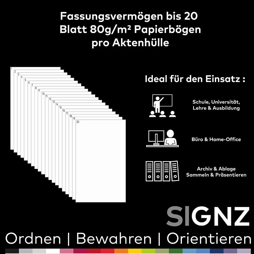 SIGNZ Koszulki na dokumenty DIN A4 120 my 110 sztuk