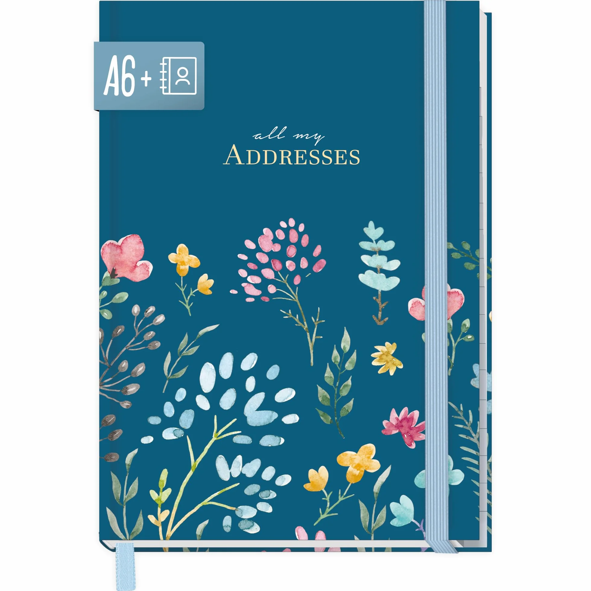 Książka adresowa paper&you® A6+ z indeksem A-Z, papier premium 120 g/m² Happy Flower