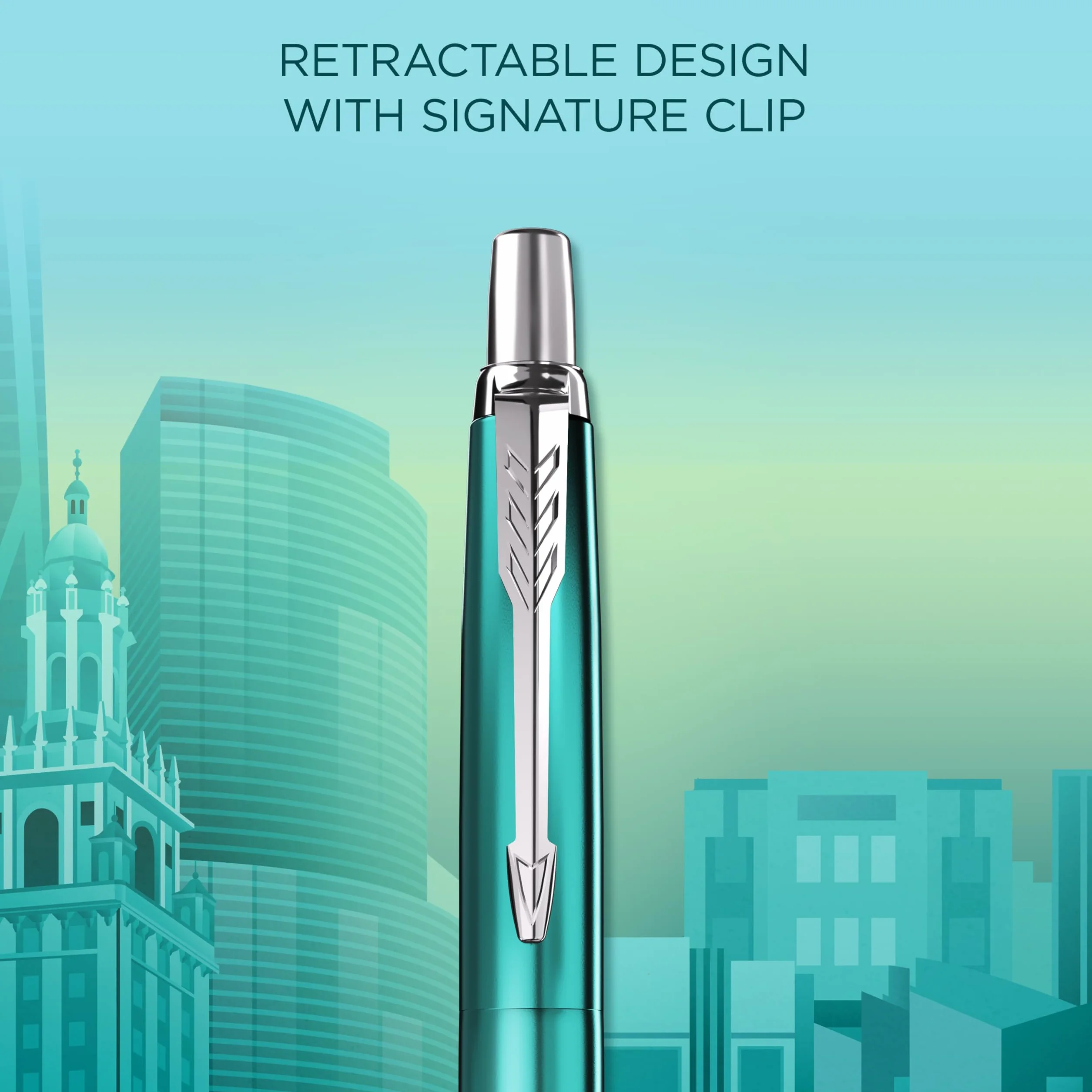 Parker Jotter Długopis Edycja Specjalna Miami Turquoise Chromowane Zdobienia Końcówka Medium Niebieski Tusz Opakowanie Prezentowe