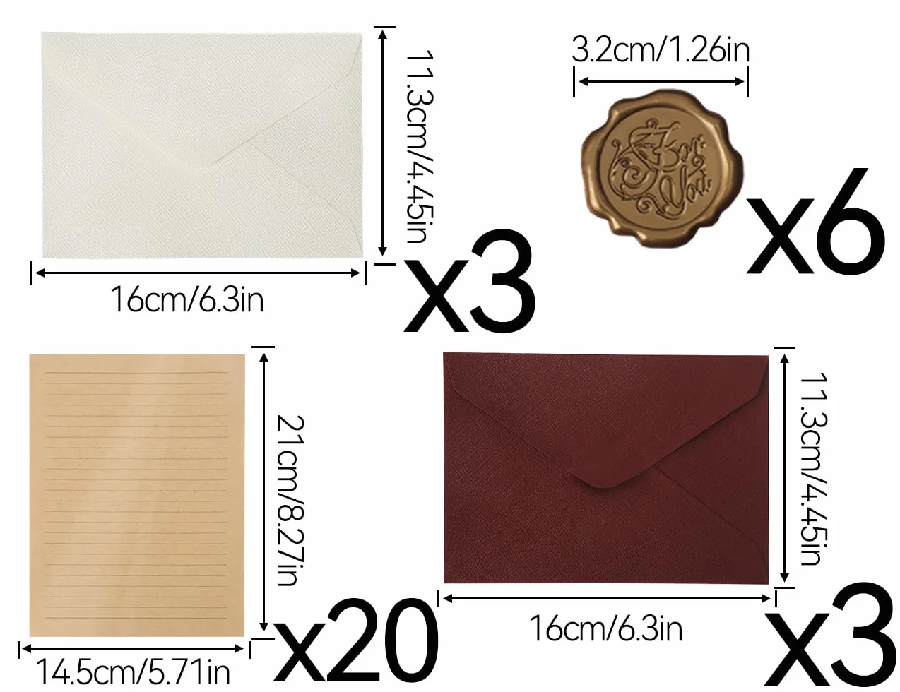 Zestaw papeterii vintage papier listowy lniana koperta pieczęć uszczelniająca