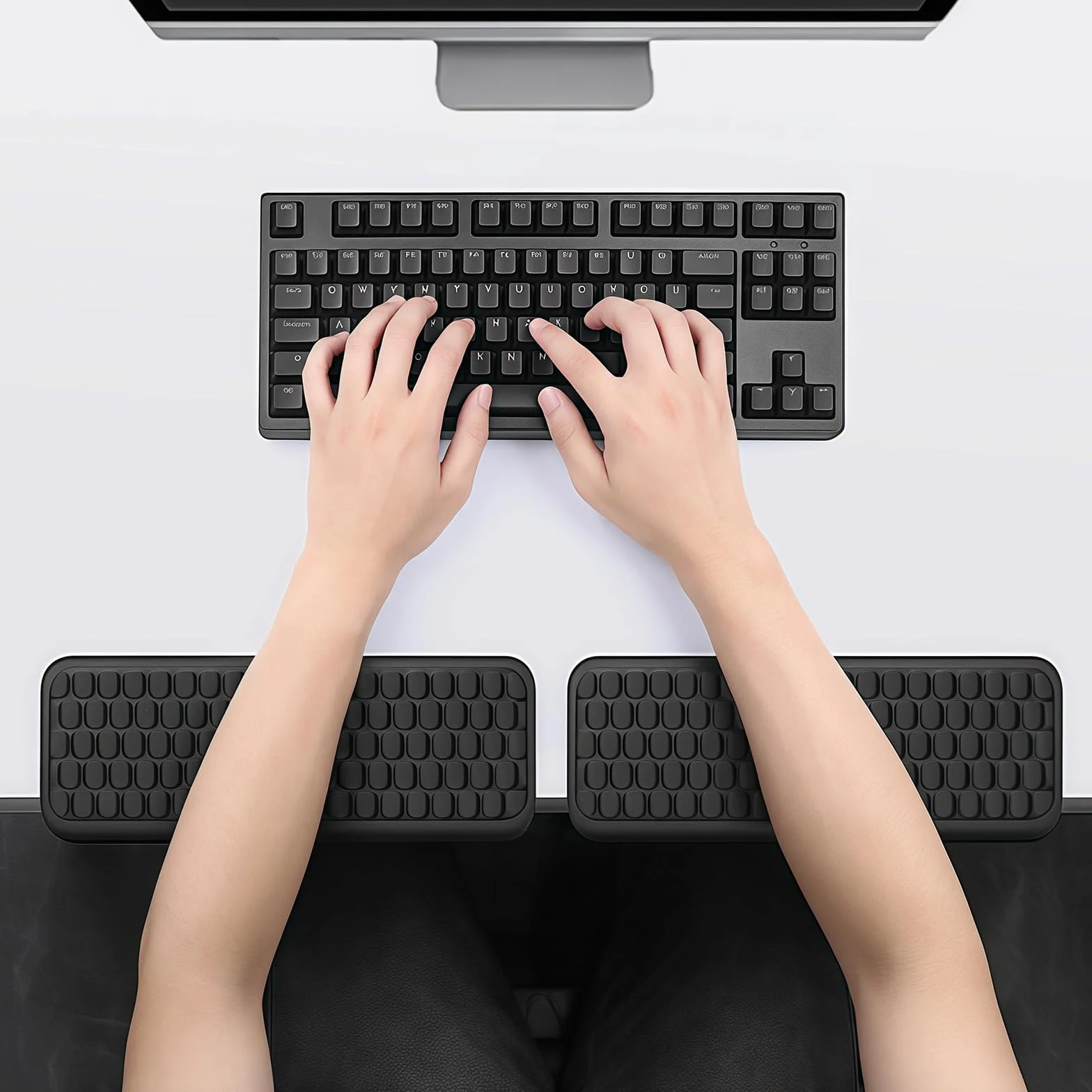 Yamobi 2-częściowa nakładka na nadgarstek w kształcie litery L, piankowa podkładka pod nadgarstek z antypoślizgową podstawą, ergonomiczna poduszka na biurko, krawędzie, do biura (30 x 10 cm)