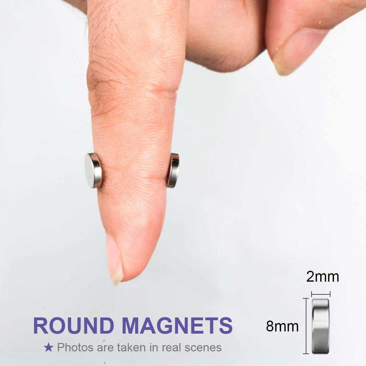 BTLIN Magnesy Neodymowe Małe, Mocne Mini Okrągłe Magnesy do Lodówki, Tablicy Magnetycznej, Biura, DIY 8x2 mm 60sztuk