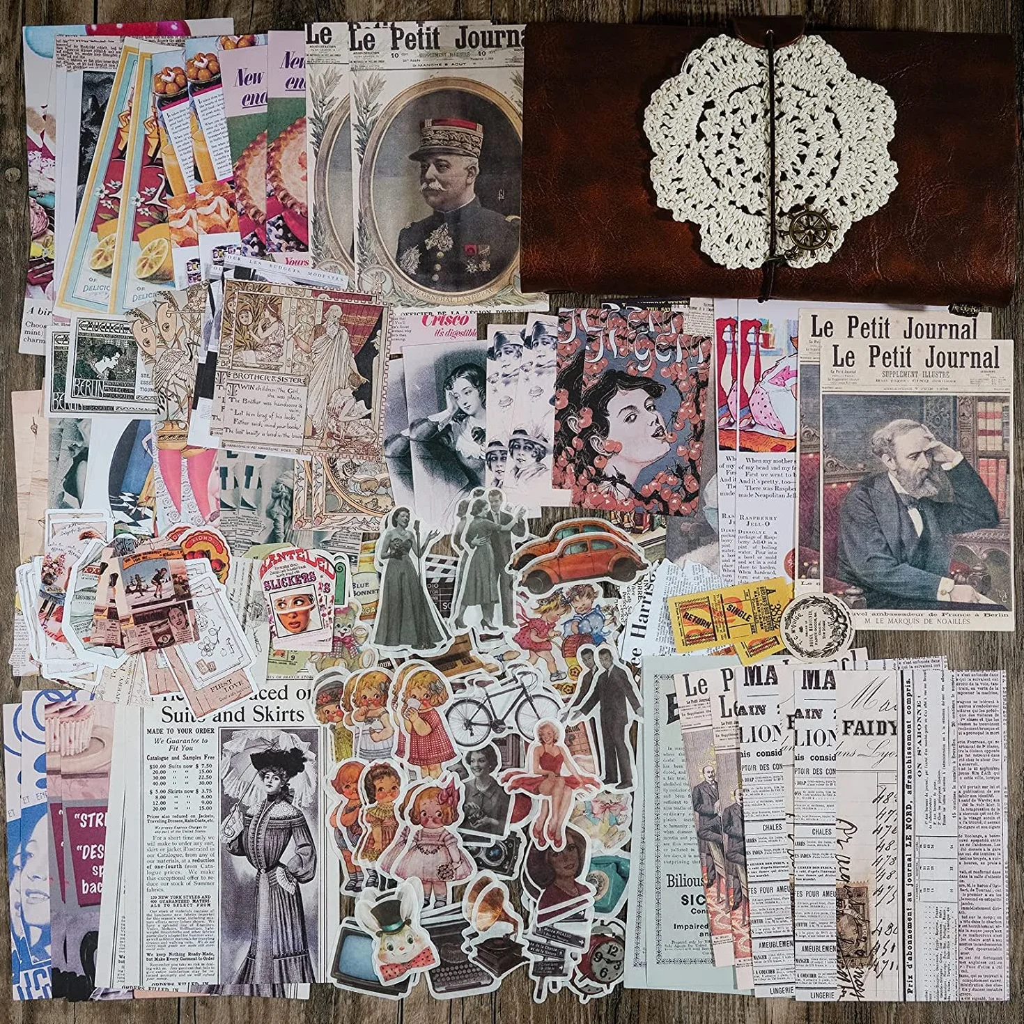 Vintage Scrapbook, 200 sztuk naklejek retro do pamiętnika, pieczęci, scrapbookingu, kalendarza, notatnika, książki do planowania, albumu fotograficznego, dekoracji na zdjęcia, ramki do zdjęć