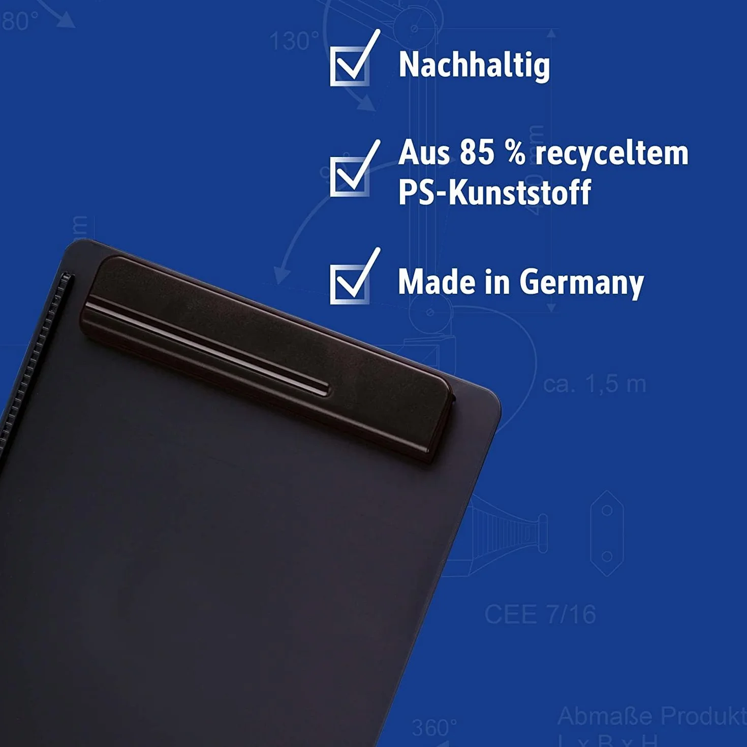 MAUL Podkładka z Klipsem A4 z Recyklingu, Ekologiczna Deska do Pisania A4, Teczka Konferencyjna 85% Tworzywa Sztucznego