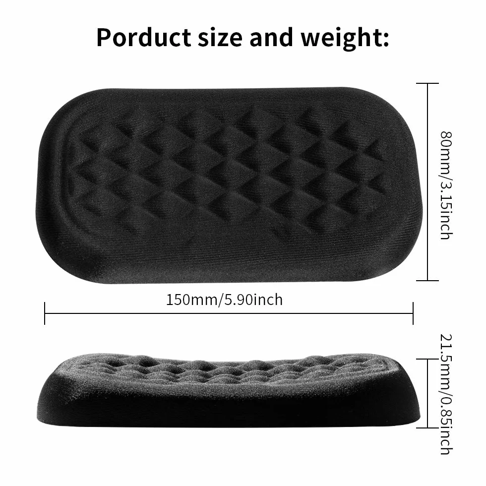 Vaydeer Podkładka pod nadgarstek pod nadgarstek, ergonomiczna podkładka pod nadgarstek, z pamięcią kształtu, do biura i gier, kolor czarny