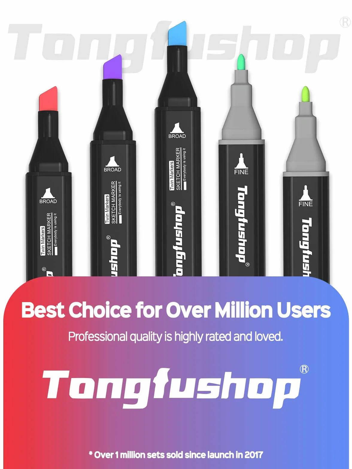 Tongfushop 80-kolorowy zestaw markerów alkoholowych z podwójnym ostrzem, szybkoschnący, do rysowania i projektowania