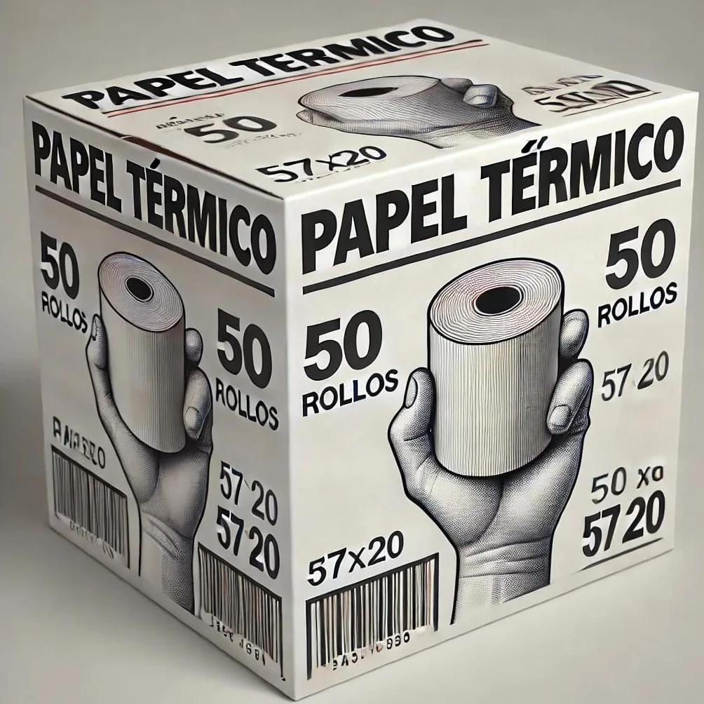 Termiczne rolki papieru 57 mm x 20 m, zestaw 50 sztuk