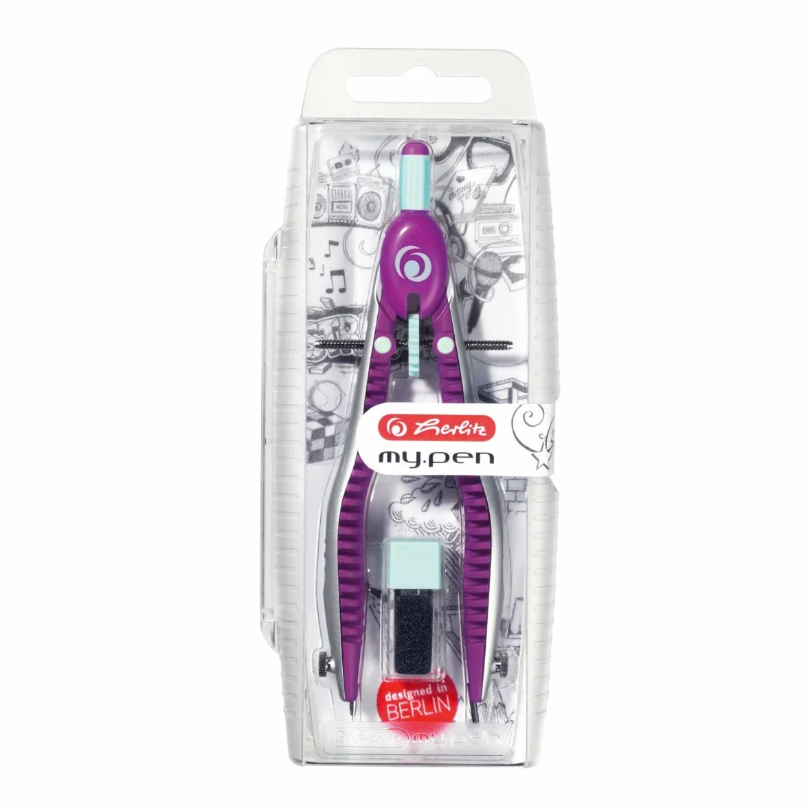 Herlitz 11122348 cyrkiel z szybką regulacją różowy/miętowy
