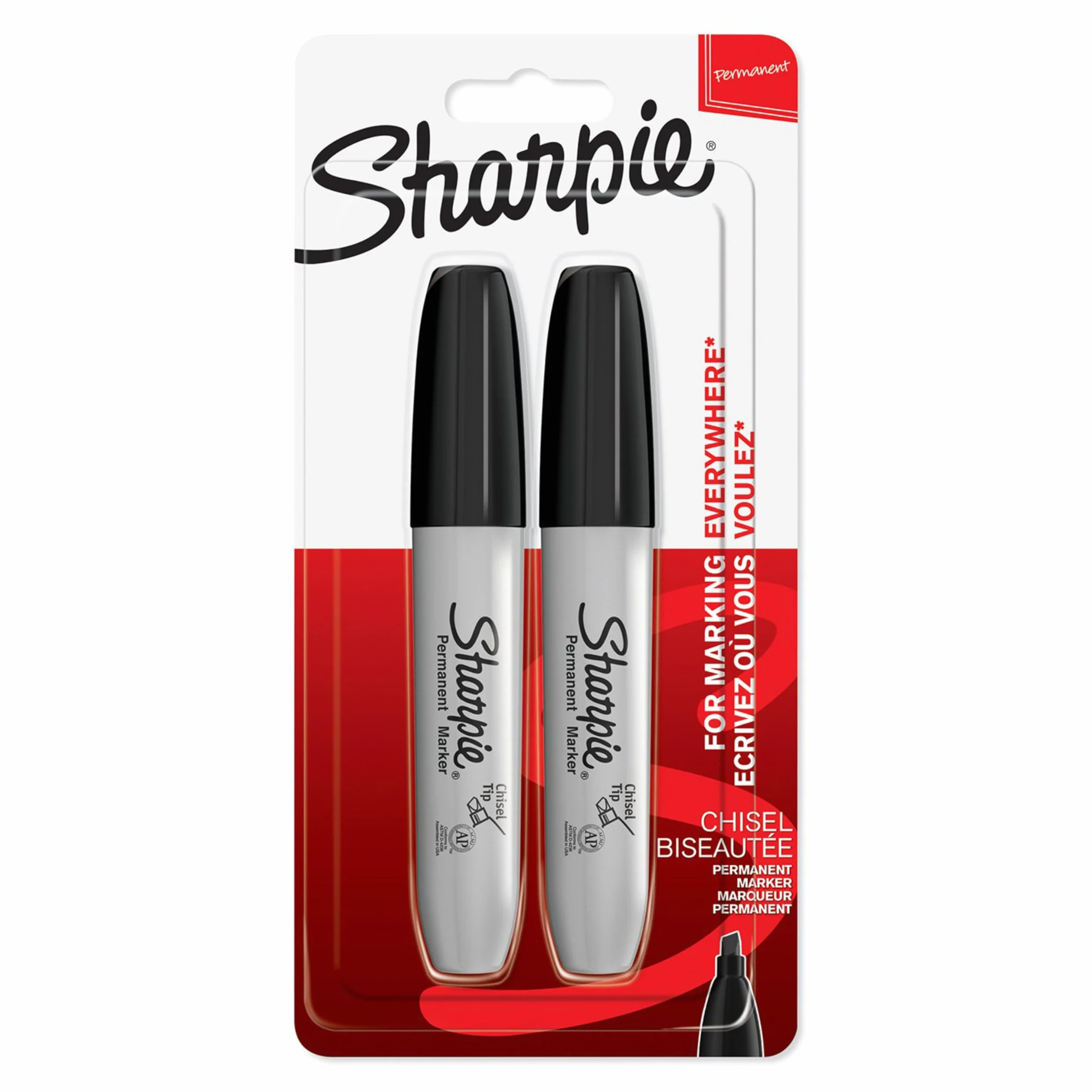 Markery permanentne Sharpie | Płaska końcówka | Czarne | 2 szt.
