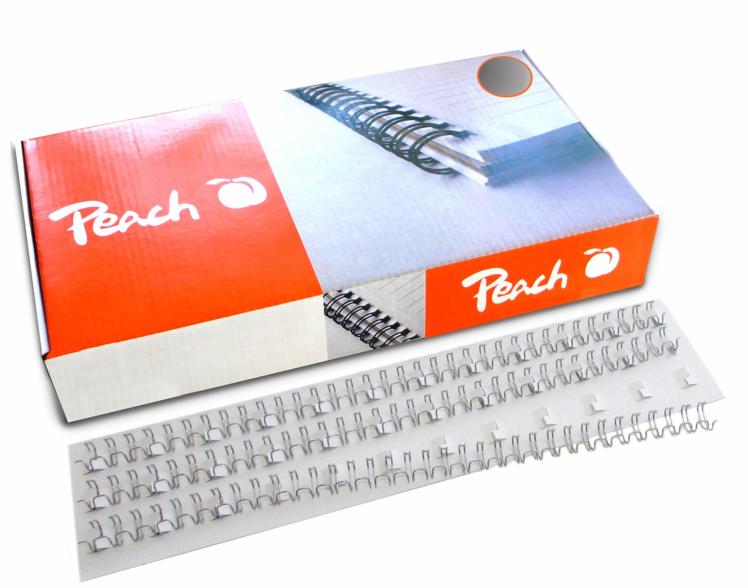Peach PW079-01 grzbiet do bindowania drutu, 8 mm, podziałka 3:1, 34 pierścienie, A4, 100 sztuk, srebrny