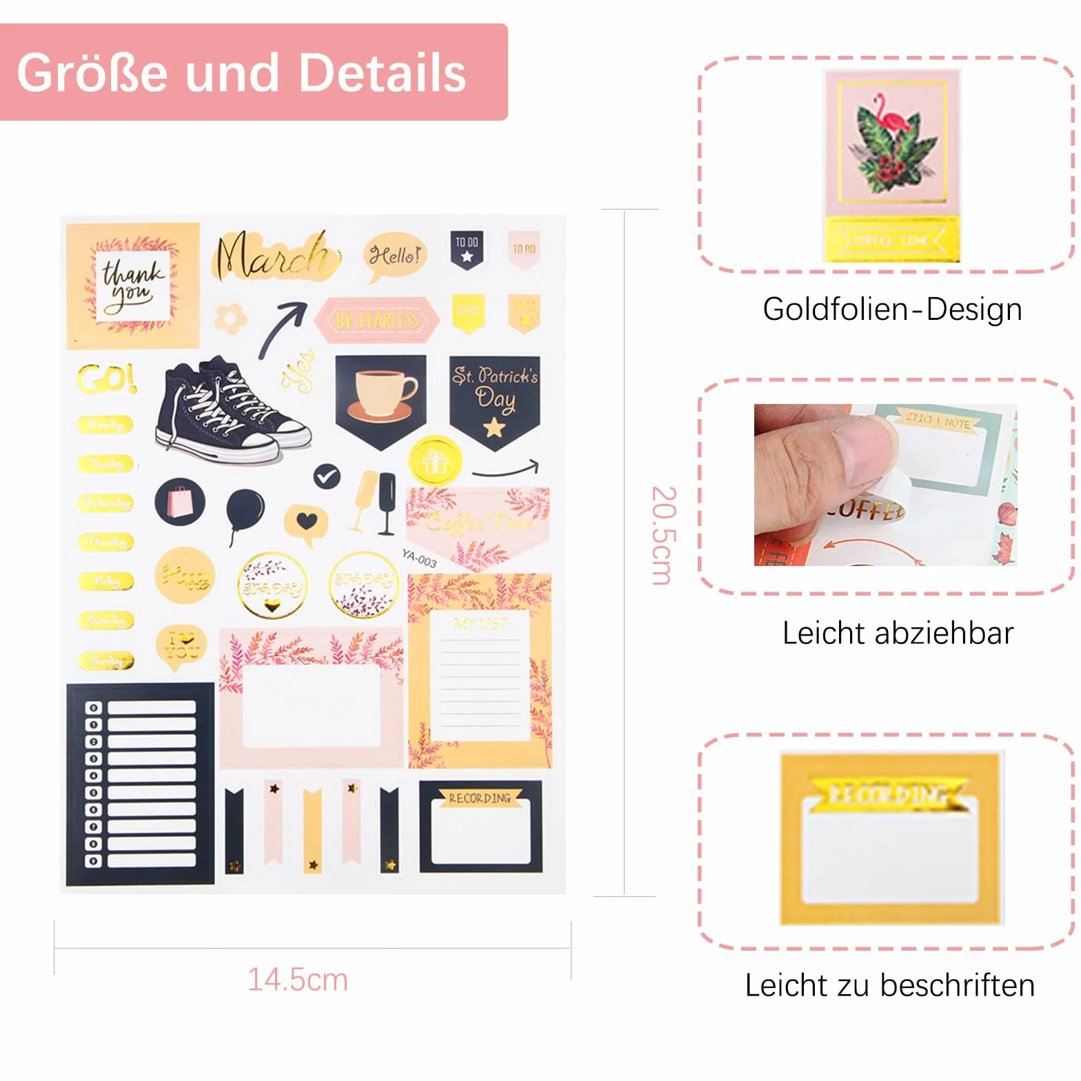 Naklejki do Planera i Bullet Journal 27 Arkuszy 1230+ Szt Złota Folia Naklejki Miesięczne Styczeń–Grudzień Naklejki Tygodniowe To-Do Budżet Scrapbooking