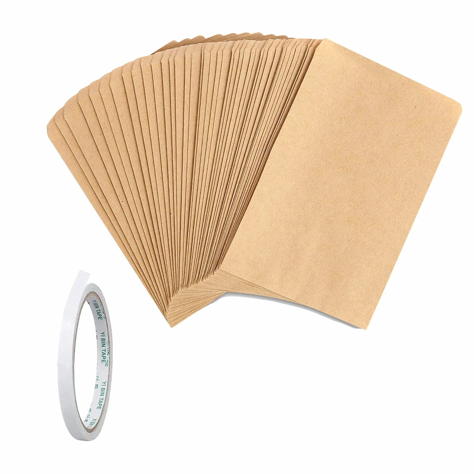 100 sztuk torebek z papieru pakowego 9 x 12 cm brązowe koperty małe torebki z nasionami Vintage Mini koperta na monety cukierki biżuteria - z dwustronną wstążką