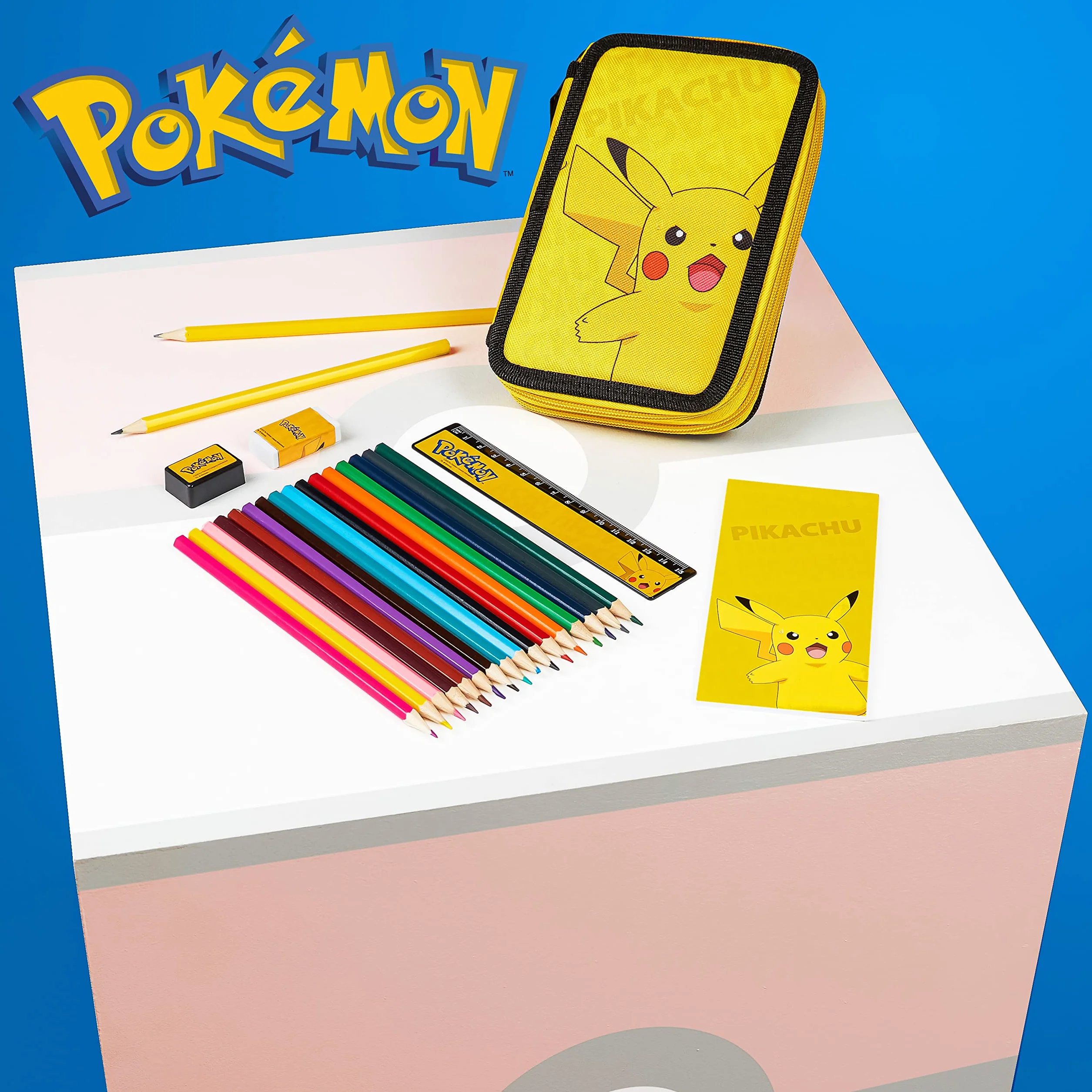 Piórnik szkolny Pokémon Pikachu 2 przegródki z przyborami