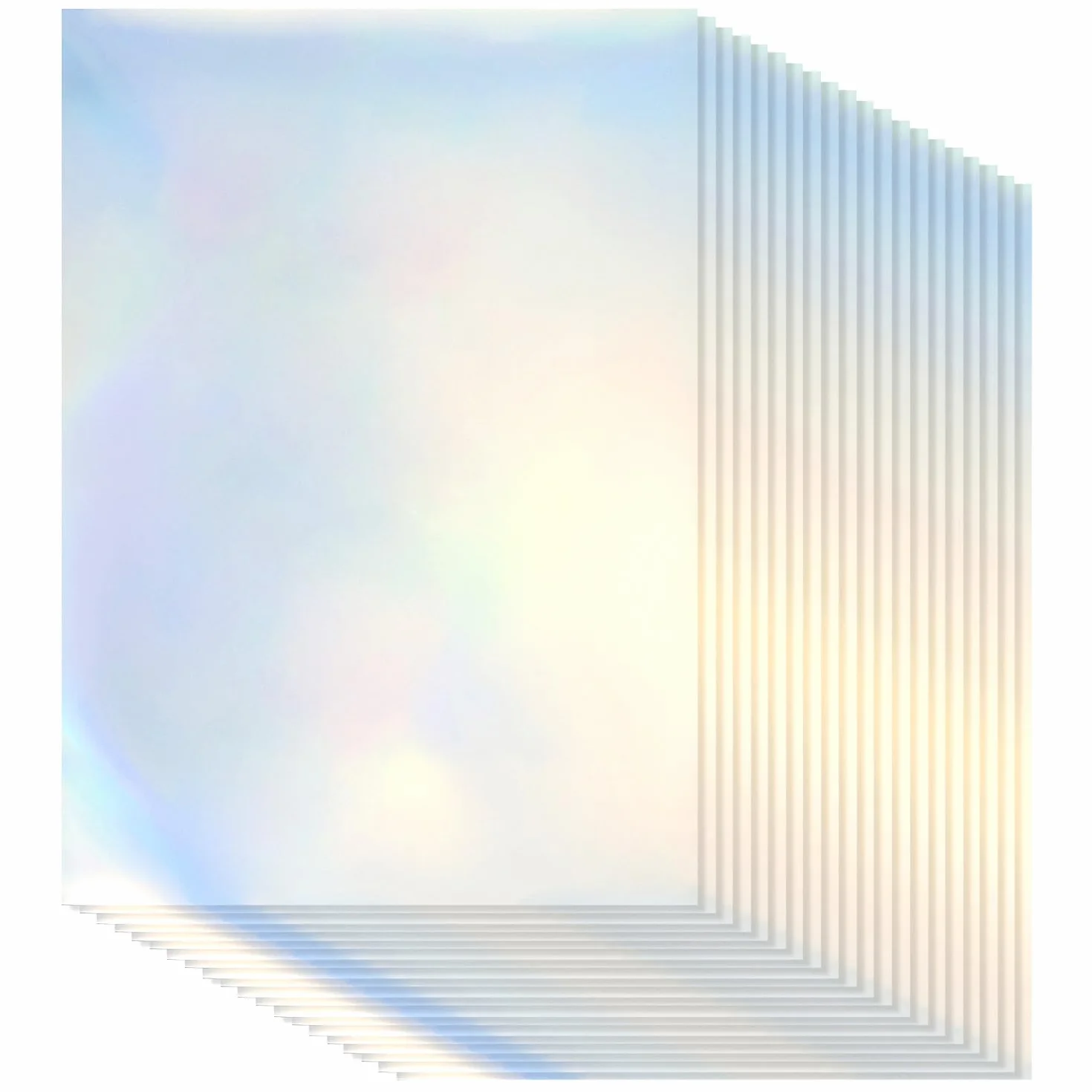QWORK® 20 arkuszy Naklejki holograficzne do wydrukowania Samoprzylepny A4 Rainbow Vinyl Kalkomania Papier Wodoodporny Szybkoschnący papier do naklejek do drukarek atramentowych/drukarek laserowych (2