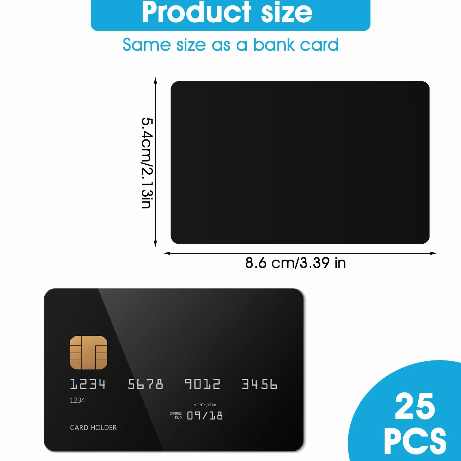 Oruola 25 sztuk metalowych wizytówek, karty NFC dla wszystkich urządzeń obsługujących NFC i karty RFID, karty plastikowe do biura, firmy, sklepu (czarne)