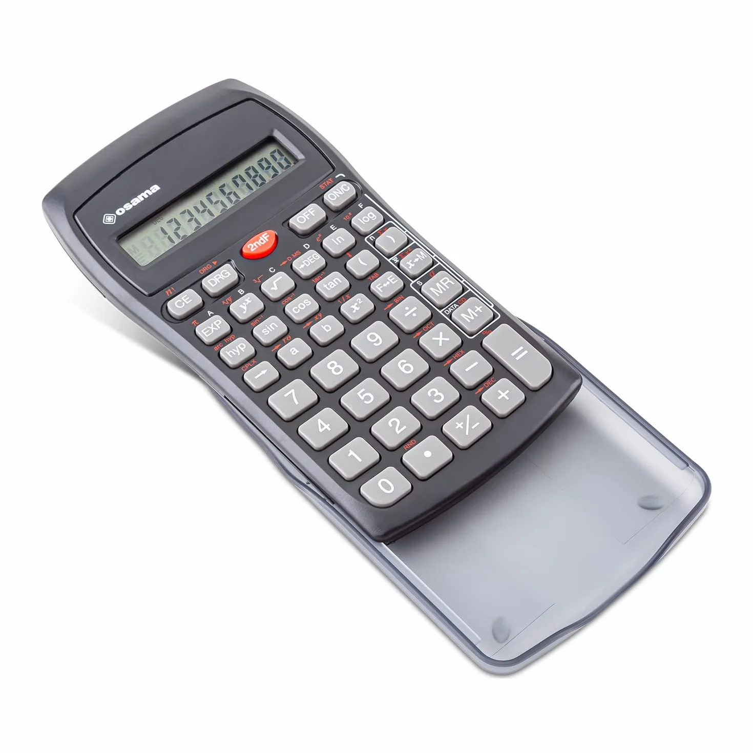 Osama - Calculadora Cientifica Escuela Ideal Como Accesorios y Material Oficina, Con 56 Funciones, 10 Cifras en Mantissa y 2 en Exponente - Calculadora Científica Con Funda Rígida Corredera, Negro