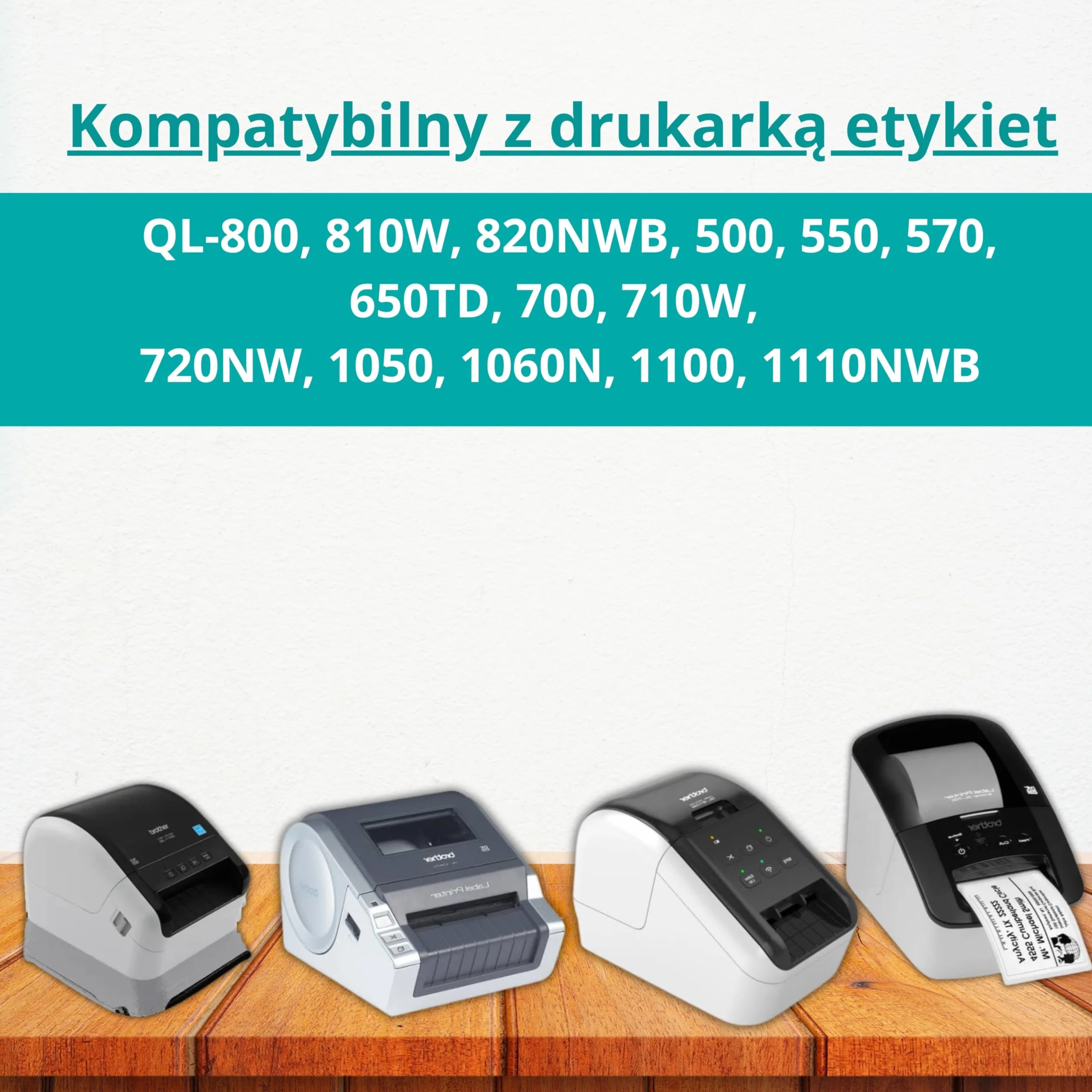 Double Dragon DK-22205 Taśma Etykiet 62mm x 30,48m do Drukarek Brother QL-500, 550, 570, 650TD, 700, 710W, 720NW, 800, 810W, 820NWB, 1050, 1060N, 1100, 1110NWB, Czarny/Biały