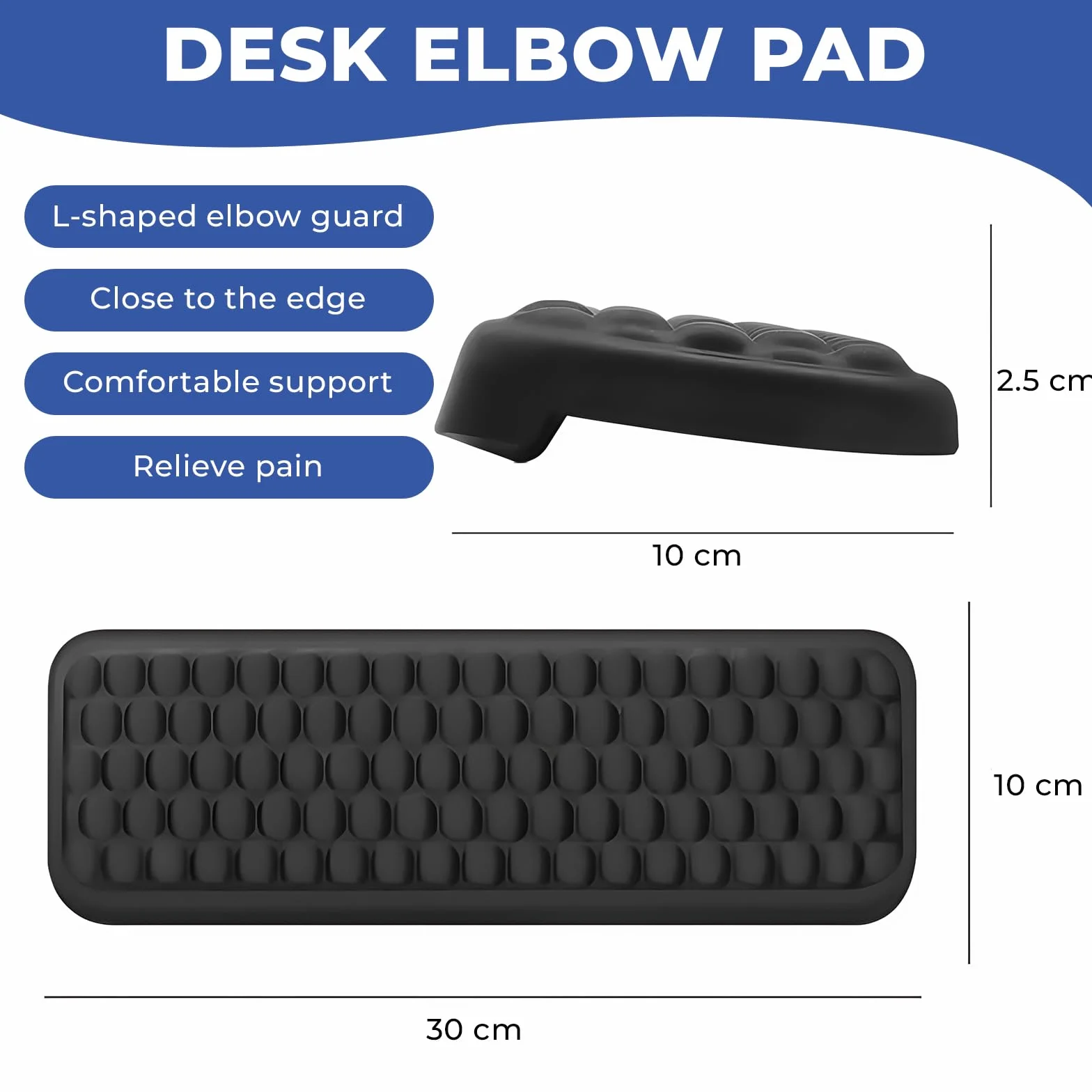 Yamobi 2-częściowa nakładka na nadgarstek w kształcie litery L, piankowa podkładka pod nadgarstek z antypoślizgową podstawą, ergonomiczna poduszka na biurko, krawędzie, do biura (30 x 10 cm)