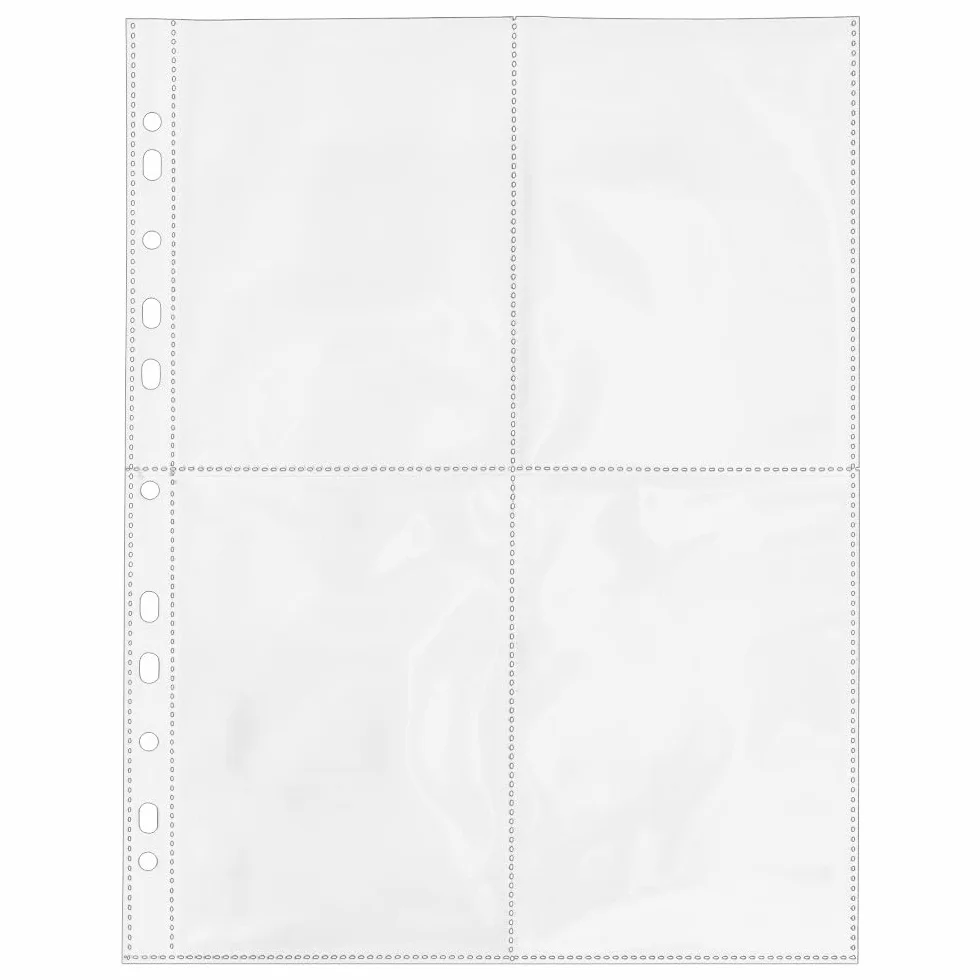 Ideen mit Herz Sammelhüllen | Klarsichthüllen | Prospekthüllen | DIN A4 | 4-geteilt | 4 Fächer je 10,8 x 15,2 cm | glasklar | 50 Stück | Fotohüllen | Postkartenhüllen