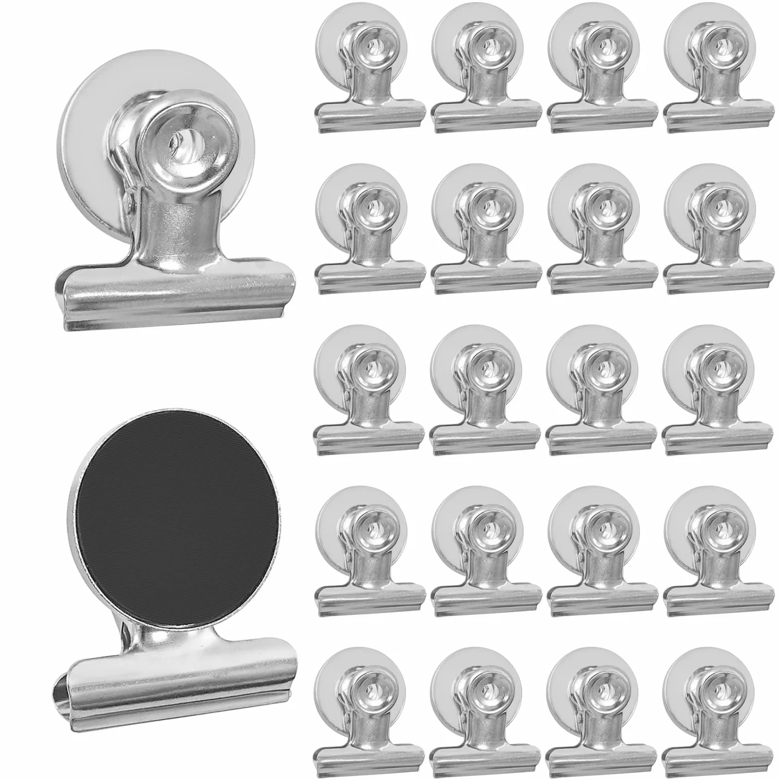 20 sztuk zacisków magnetycznych do lodówki, klips magnetyczny do lodówki, wytrzymały metalowy klips magnetyczny do domu, biura, szkoły, srebrny, 30 mm