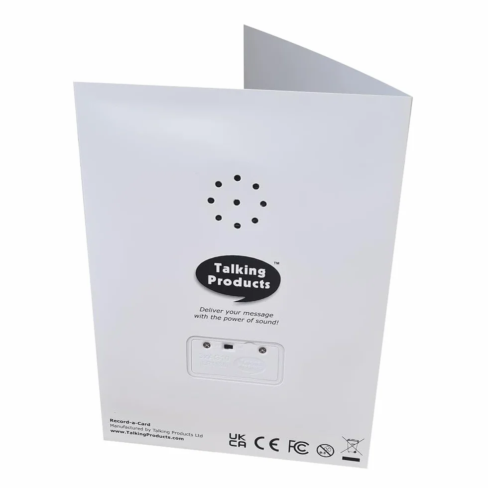 Talking Products, Kartka z życzeniami do nagrywania, 40 sekund nagrywania z wymiennymi bateriami. Nagraj i wyślij własną osobistą wiadomość głosową, muzykę lub efekty dźwiękowe