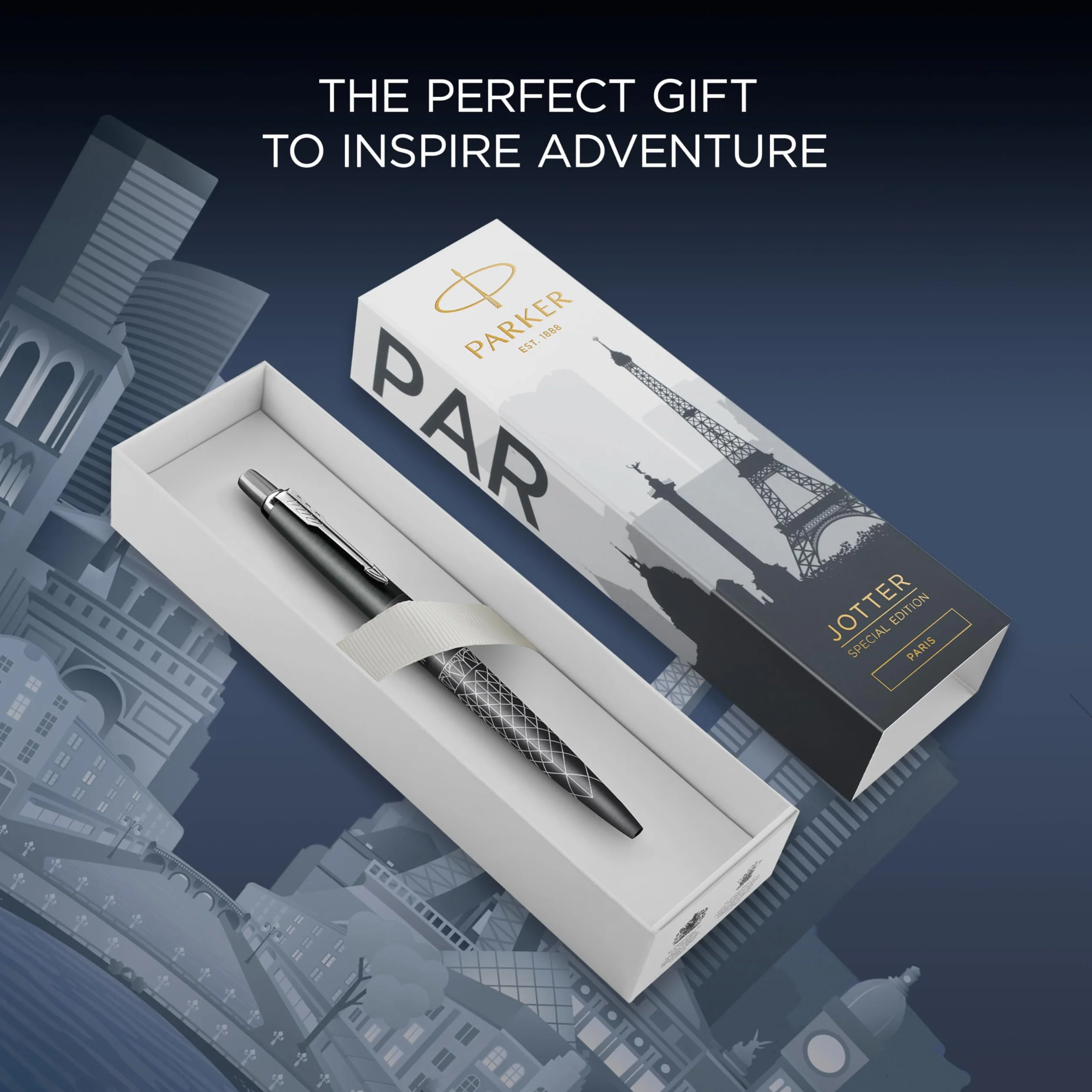 Parker Jotter Długopis Paris Grey Edycja Specjalna Medium Niebieski Tusz Opakowanie Prezentowe