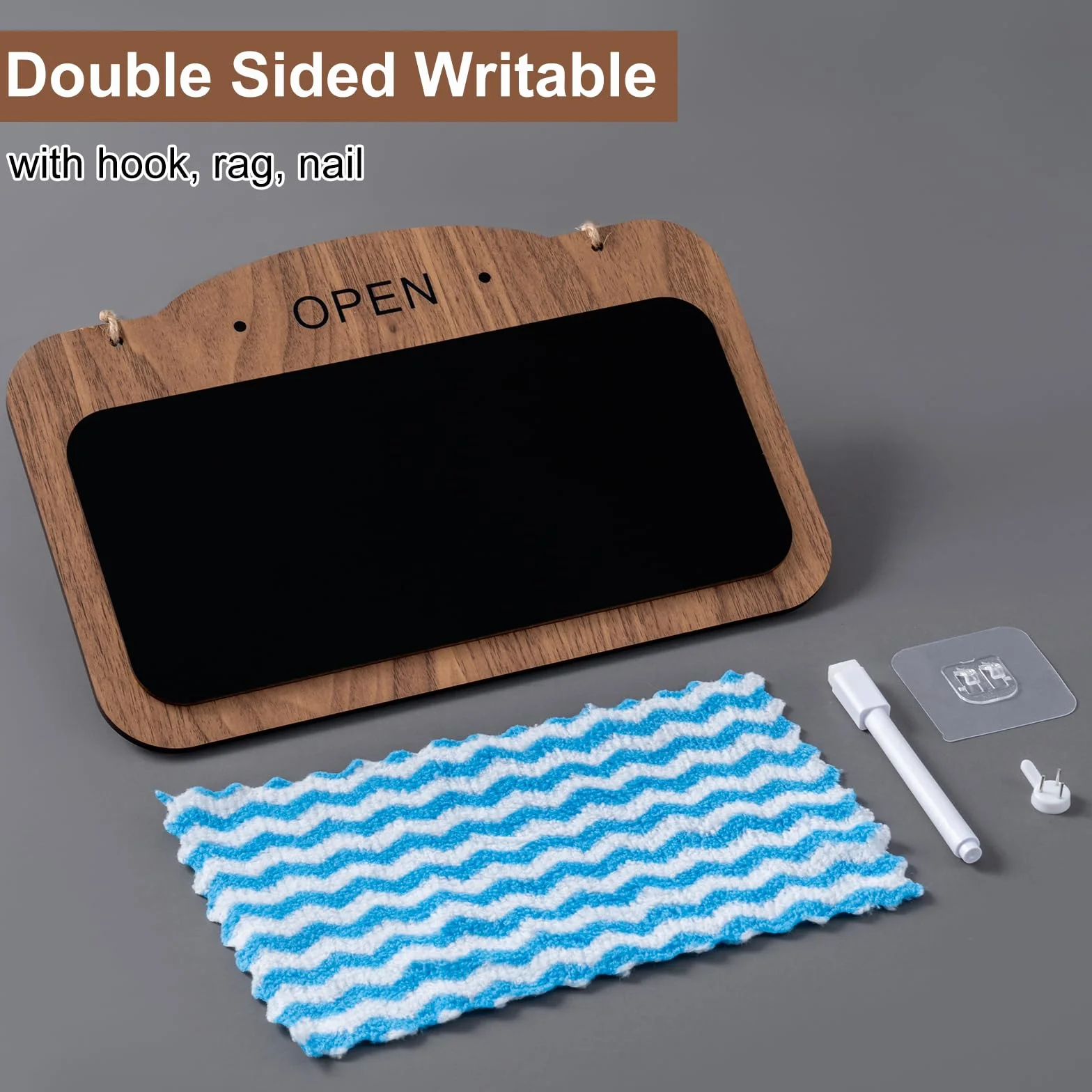 Wiszące tablice kredowe 30x20 cm 2 szt. drewniane dwustronne czarna tablica ogłoszeń z liną