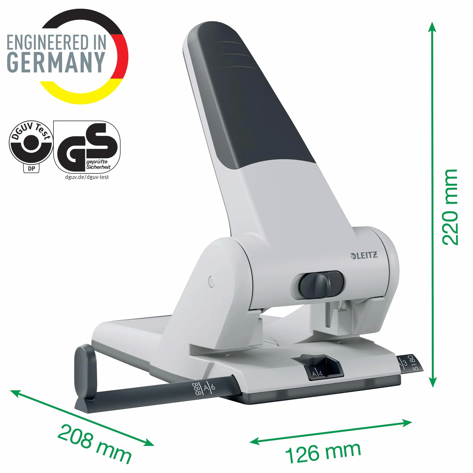 Leitz 51800195 Dziurkacz, Czarny/Granatowy, do 65 arkuszy