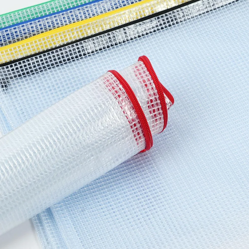 Vicloon Plastikowe portfele, 10 szt. toreb na zamek błyskawiczny A4, siatkowy portfel na dokumenty, foldery na dokumenty, plastikowe kieszenie, zamek błyskawiczny