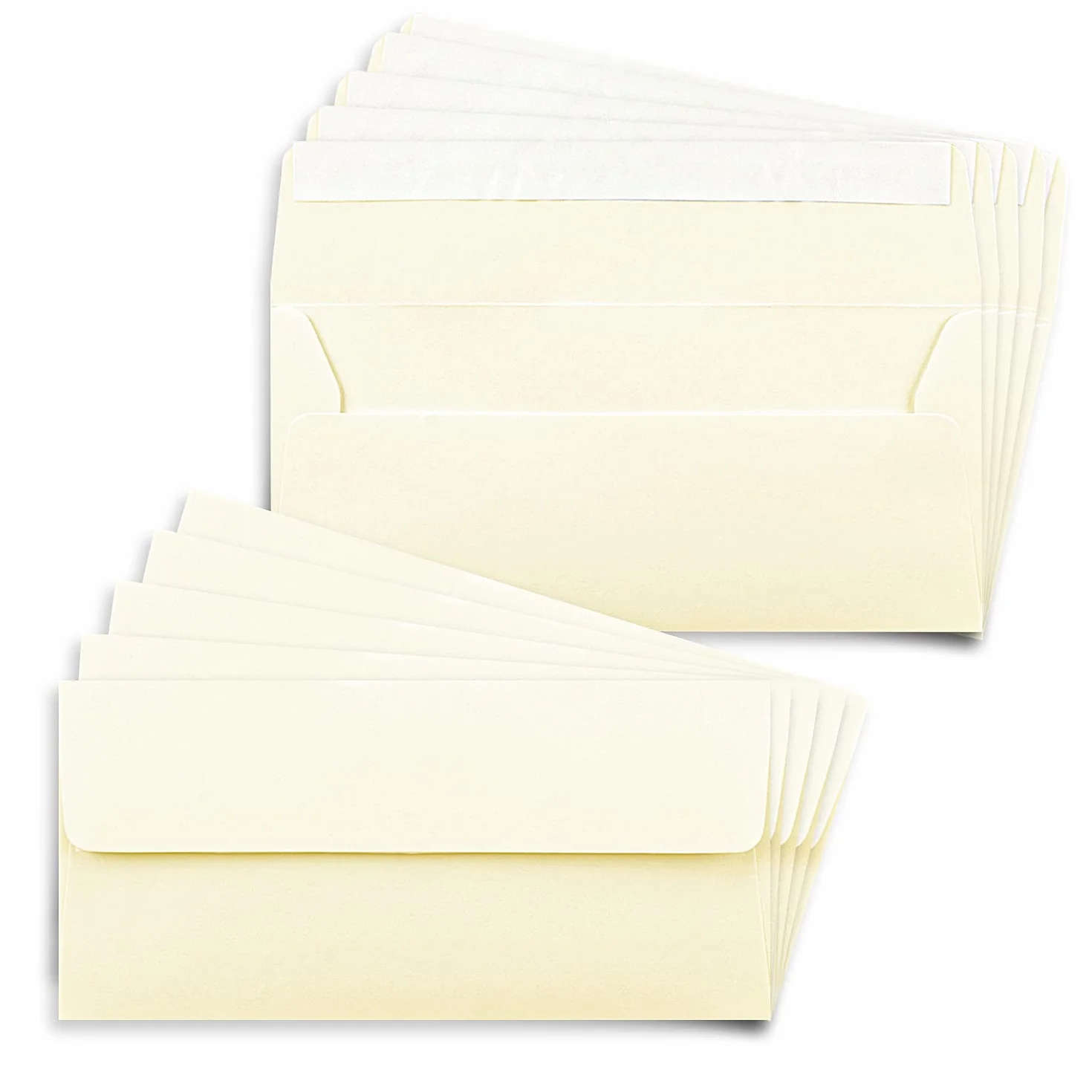 50 x koperty DIN długie w kolorze beżowym (kremowym) z klejem - 11 x 22 cm - 100 g/m² - koperta idealna na listy i zaproszenia