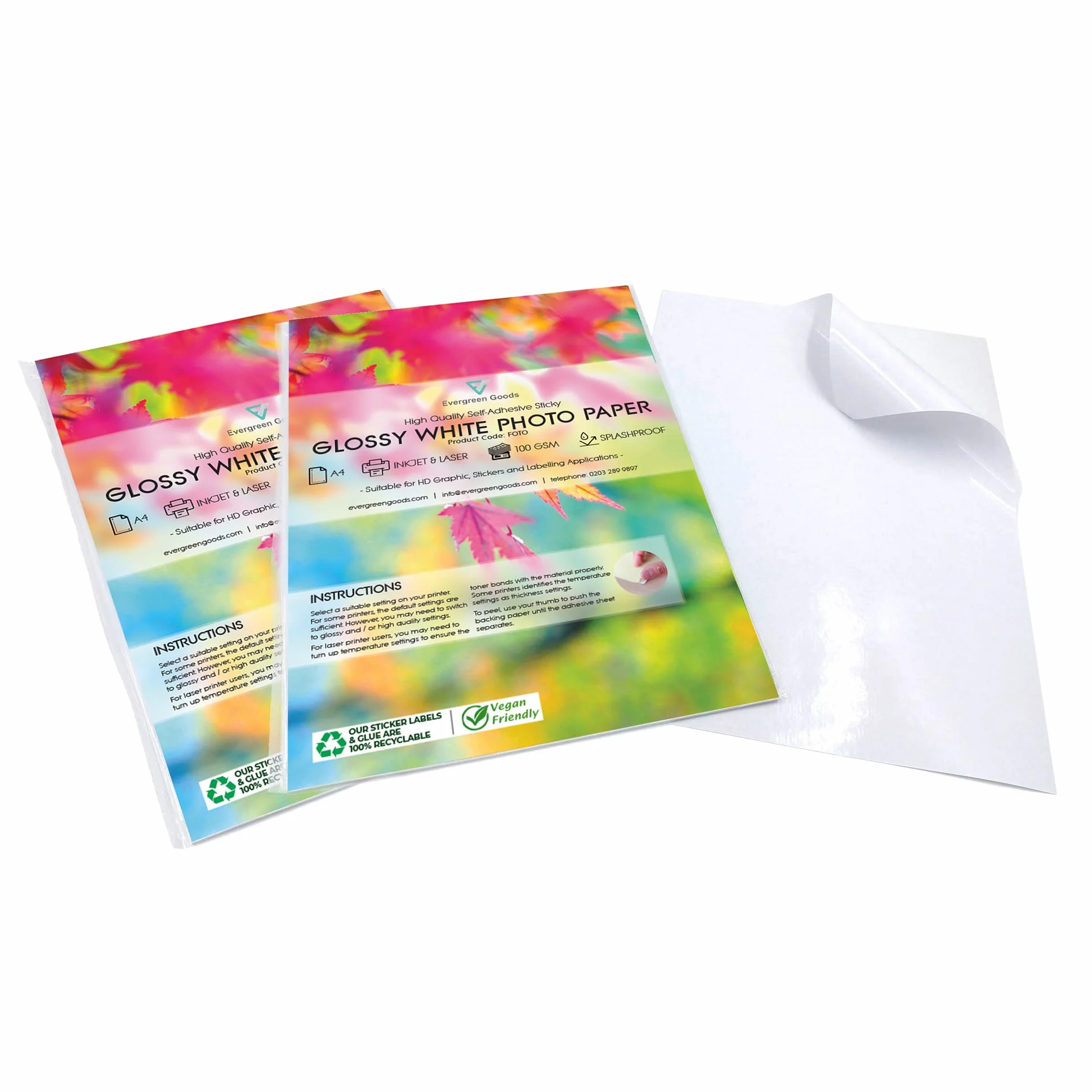 100 arkuszy A4 biały błyszczący papier z naklejkami premium samoprzylepny obraz druk w wysokiej rozdzielczości/samoprzylepny arkusz papieru z etykietami