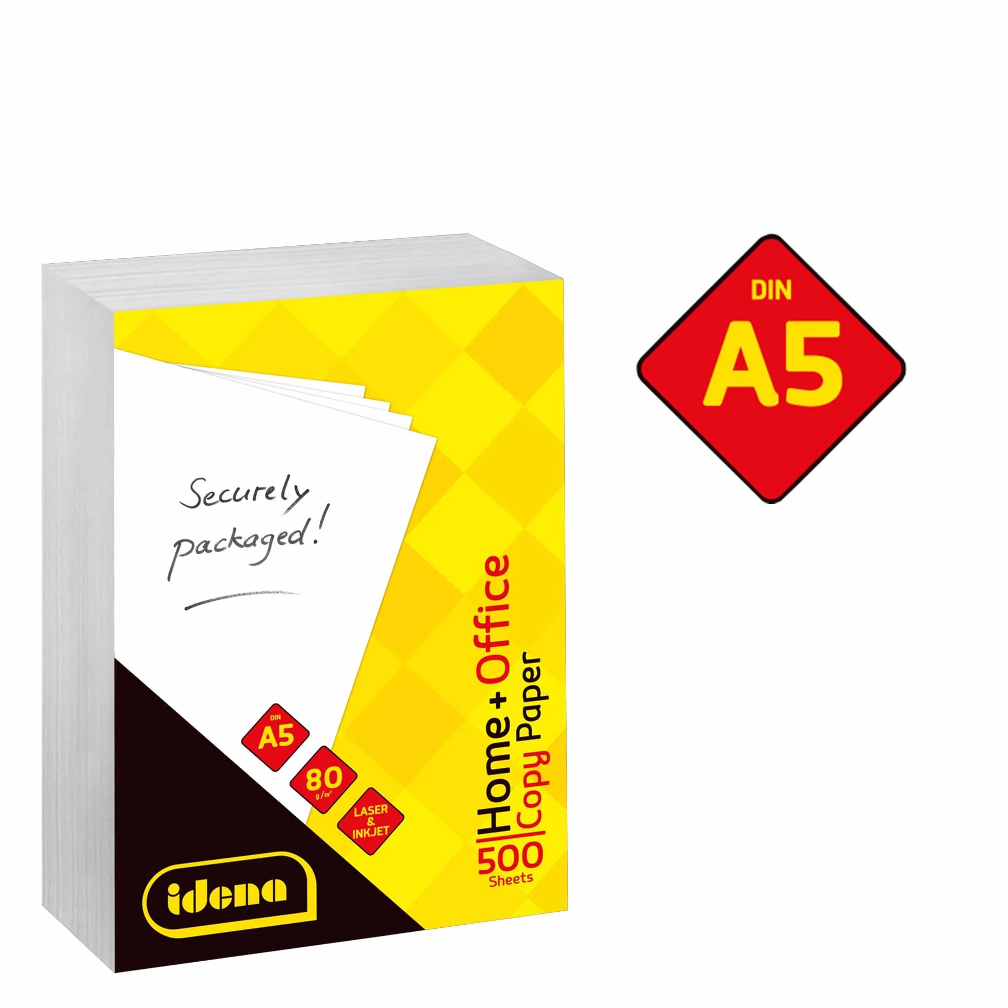 Idena 10547 Papier do Kopiowania DIN A5, 500 Arkuszy, Papier 80g/m², Odpowiedni do Drukarek Laserowych i Atramentowych, Bialy