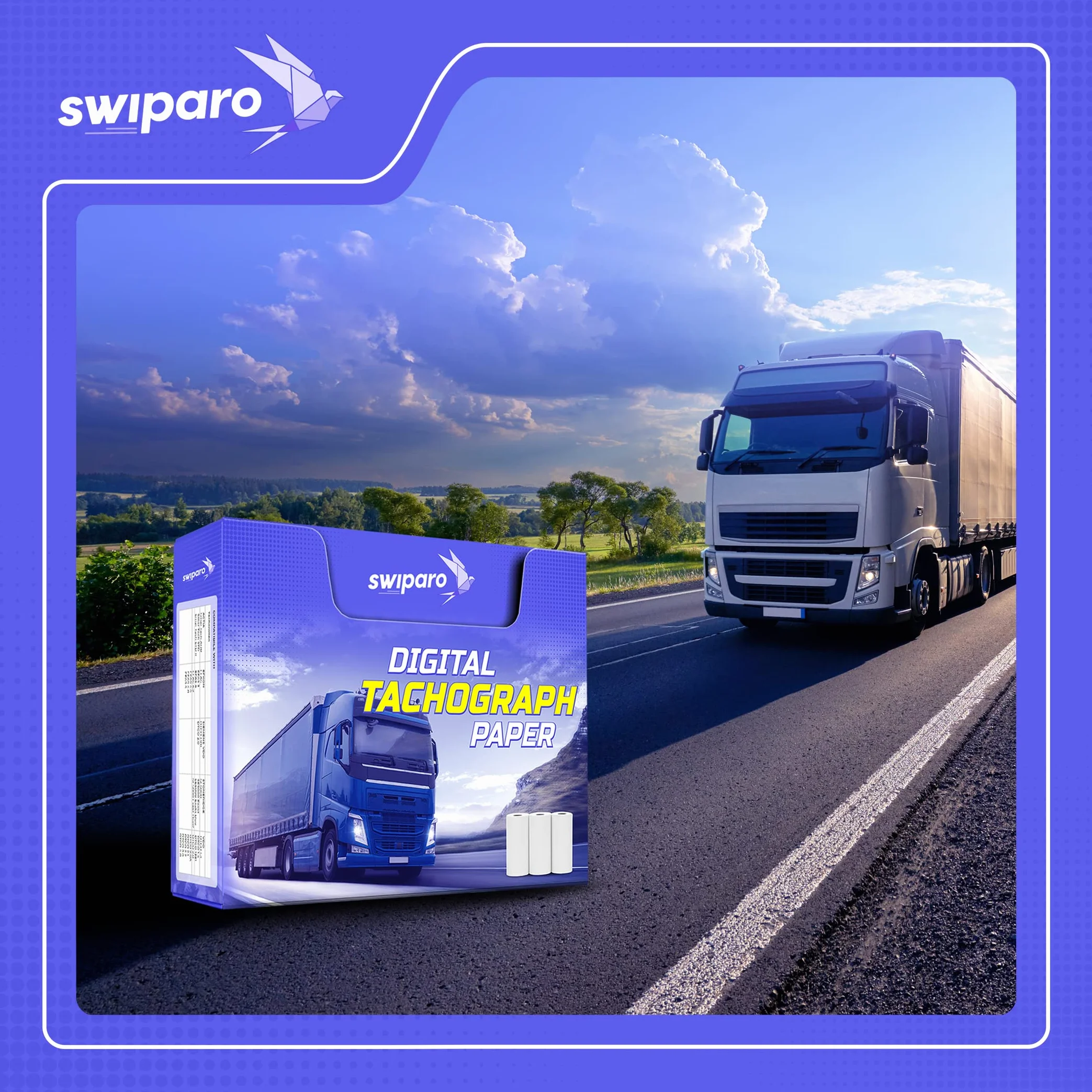 Certyfikowane rolki papieru termicznego do tachografów 57/8 mm 3 sztuki
