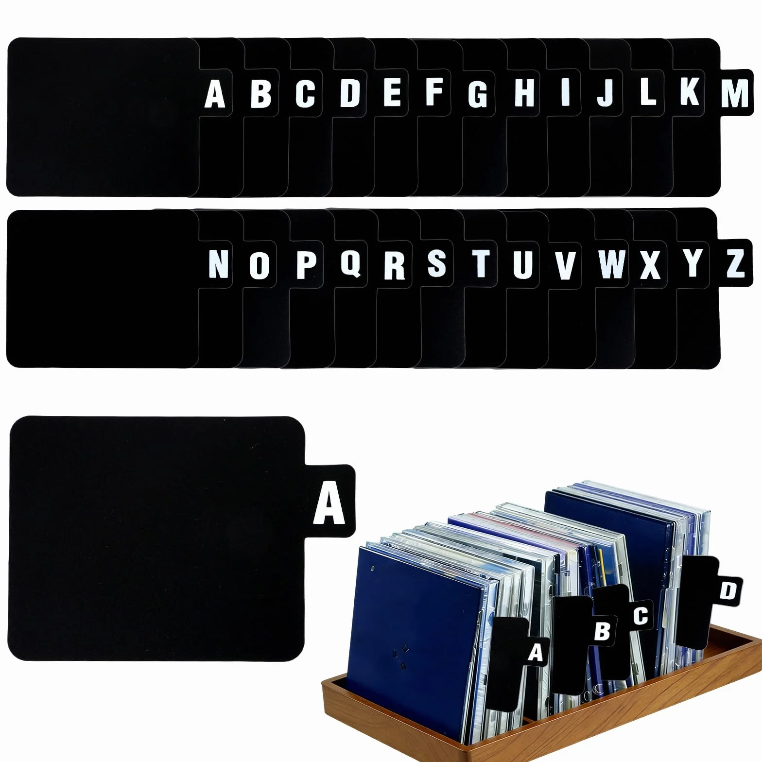 Separatory Płyt Winylowych Alfabet A-Z 26szt Organizer Czarny
