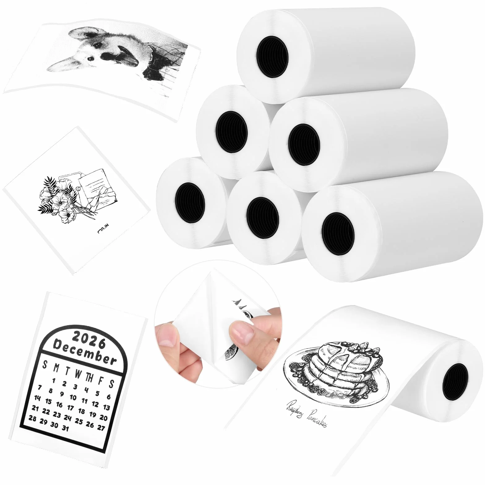 Termiczne rolki mini drukarki 53x28 mm białe samoprzylepne papier termiczny do notatek
