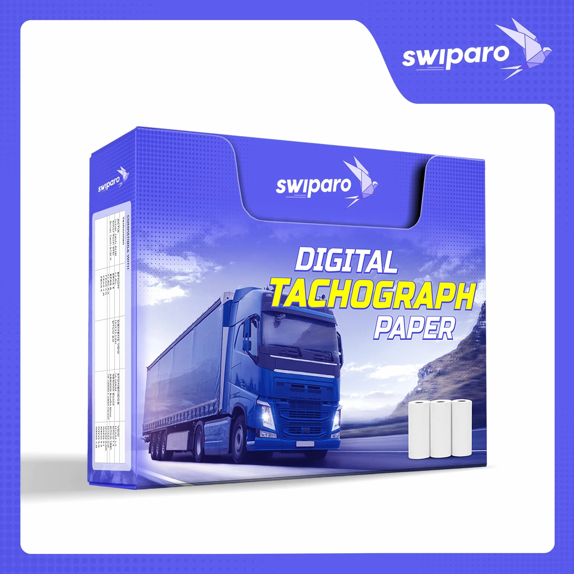 Certyfikowane rolki papieru termicznego do tachografów 57/8 mm 3 sztuki