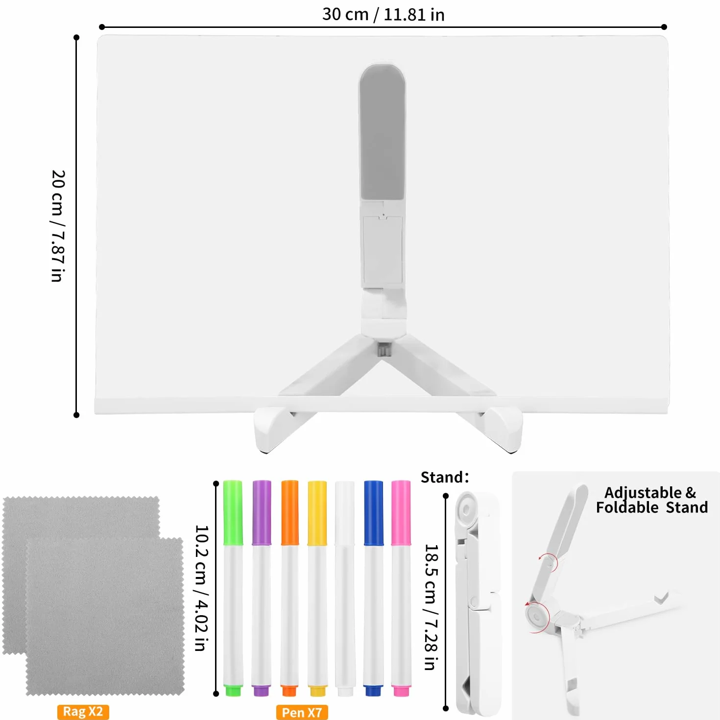 Akrylowa Tablica LED,Notatki Led z Kolorami Tablica na Pisania 17 Lampek 30x20 CM z 7 Kolorowymi Pisakami do Informacyjna Doodle,Tablic do Planowania SuchośCieralna