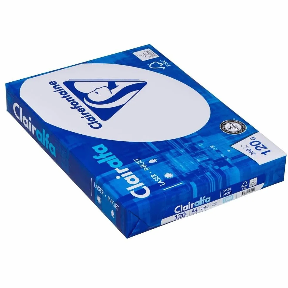 Clairefontaine 1952C - Clairalfa - Zestaw 250 arkuszy papieru - A4-120 g - Biały