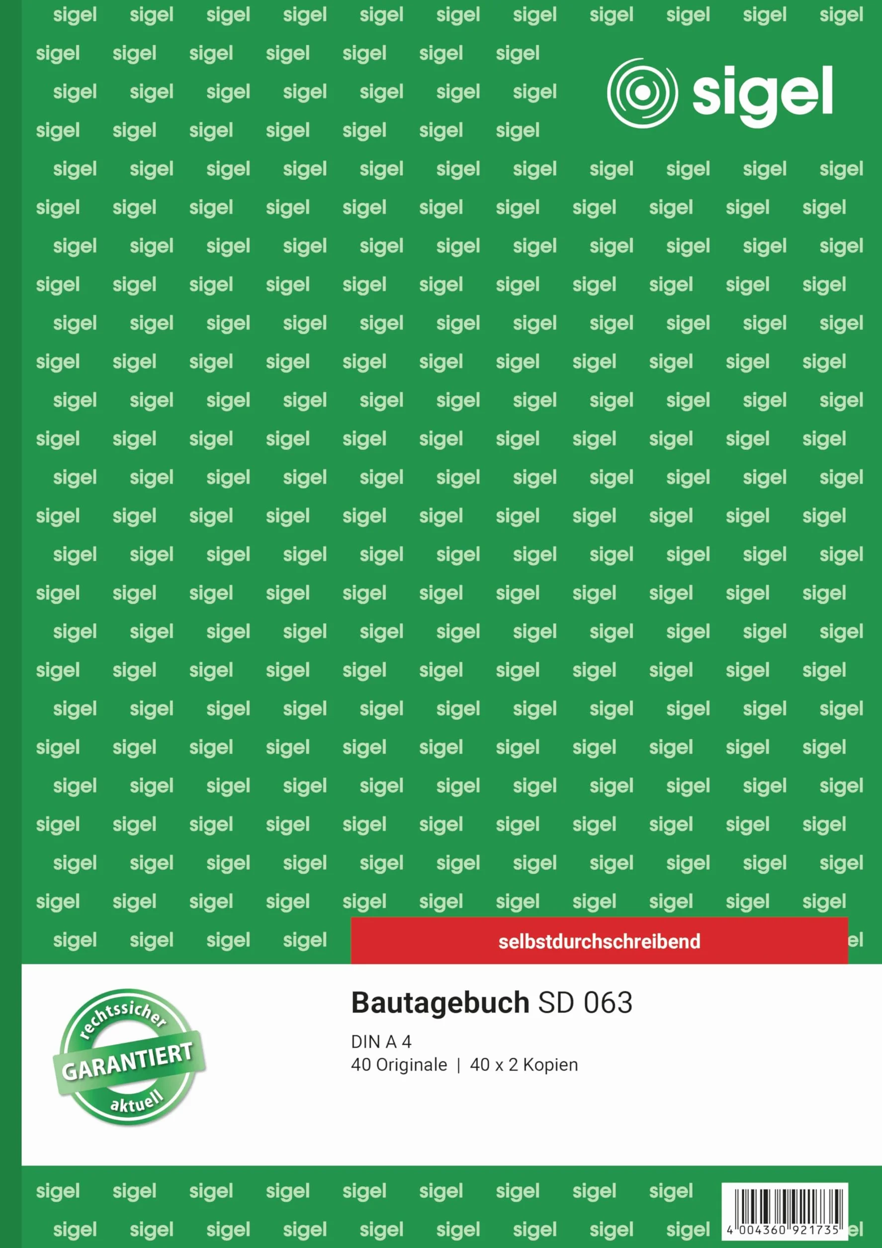 SIGEL SD063 dziennik budowy A4 samokopiujący 40 arkuszy