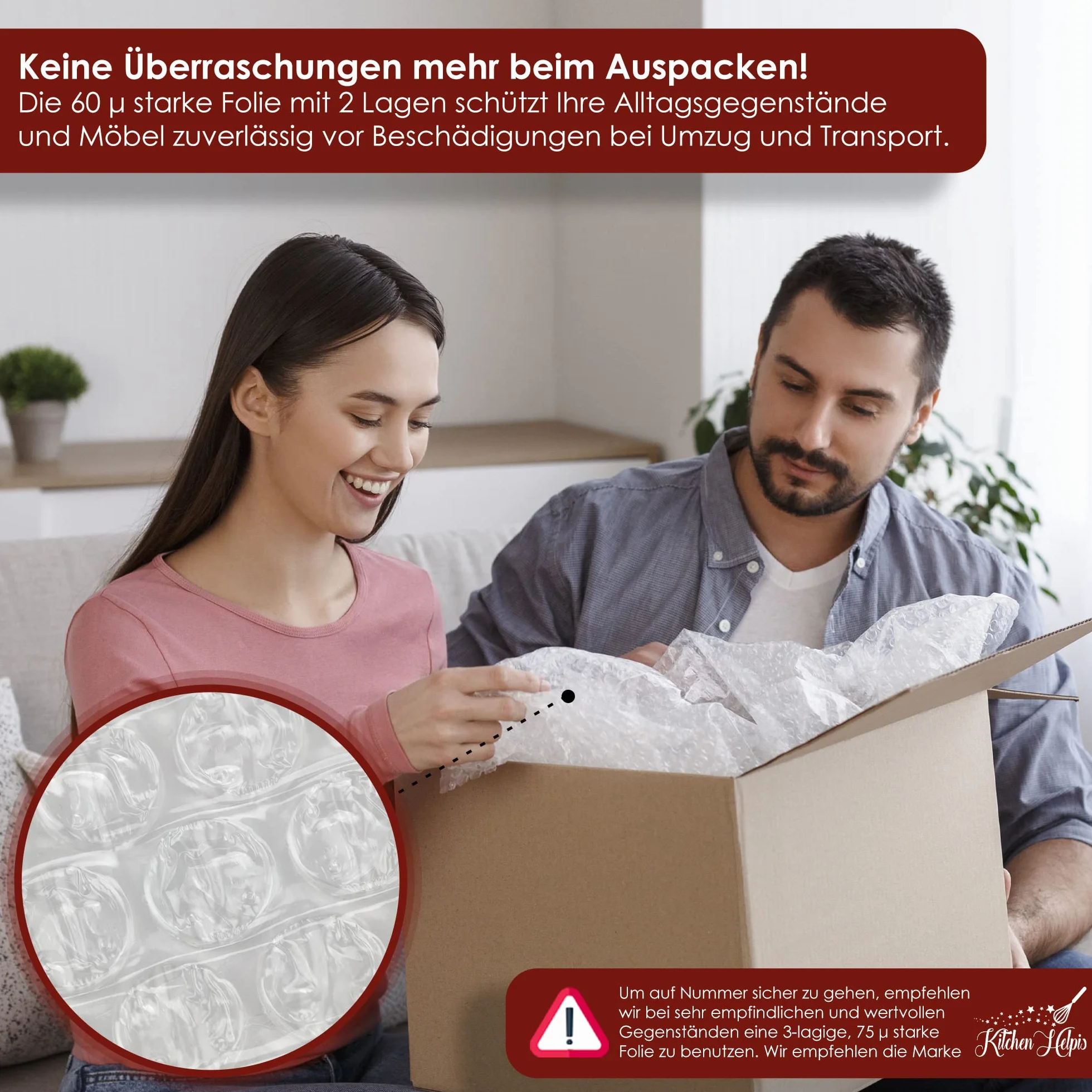 Weidebach Folia Bąbelkowa 10 m x 40 cm 60 µ 2-warstwowa Bubble Wrap