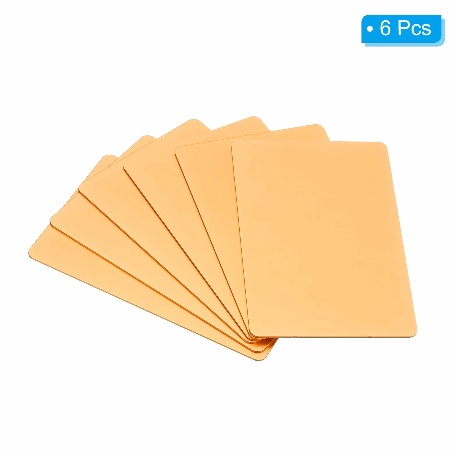 PATIKIL Metalowe wizytówki 0,8 mm, 6 szt., puste wizytówki z imieniem grawerowanie laserowe, anodowane aluminium, do kart podarunkowych DIY, złote
