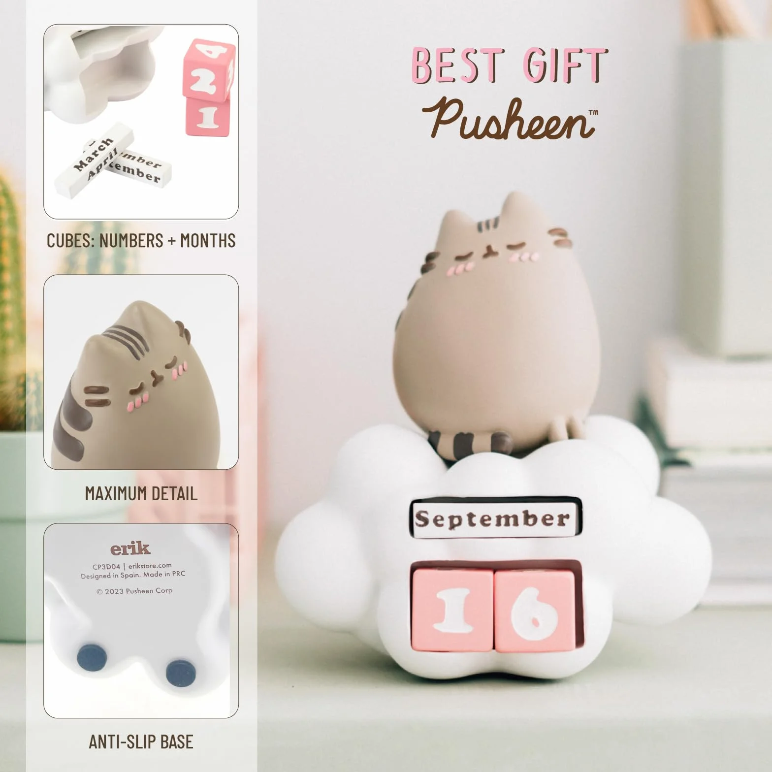 Grupo Erik Pusheen Perpetual Calendar Flip Desk Calendar with Cat Figure