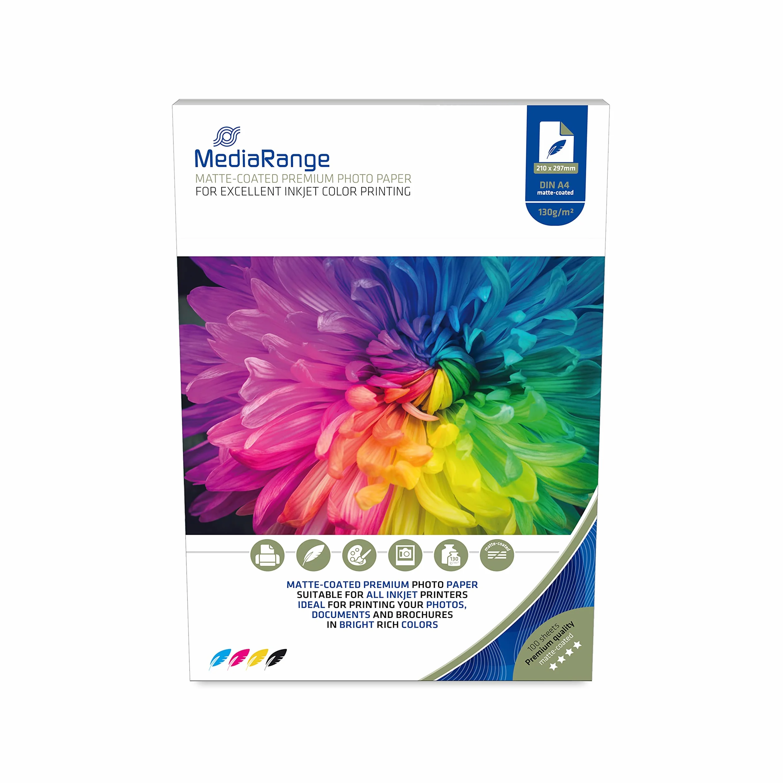 Papier fotograficzny A4 matowy 130 g/m² Mediarge