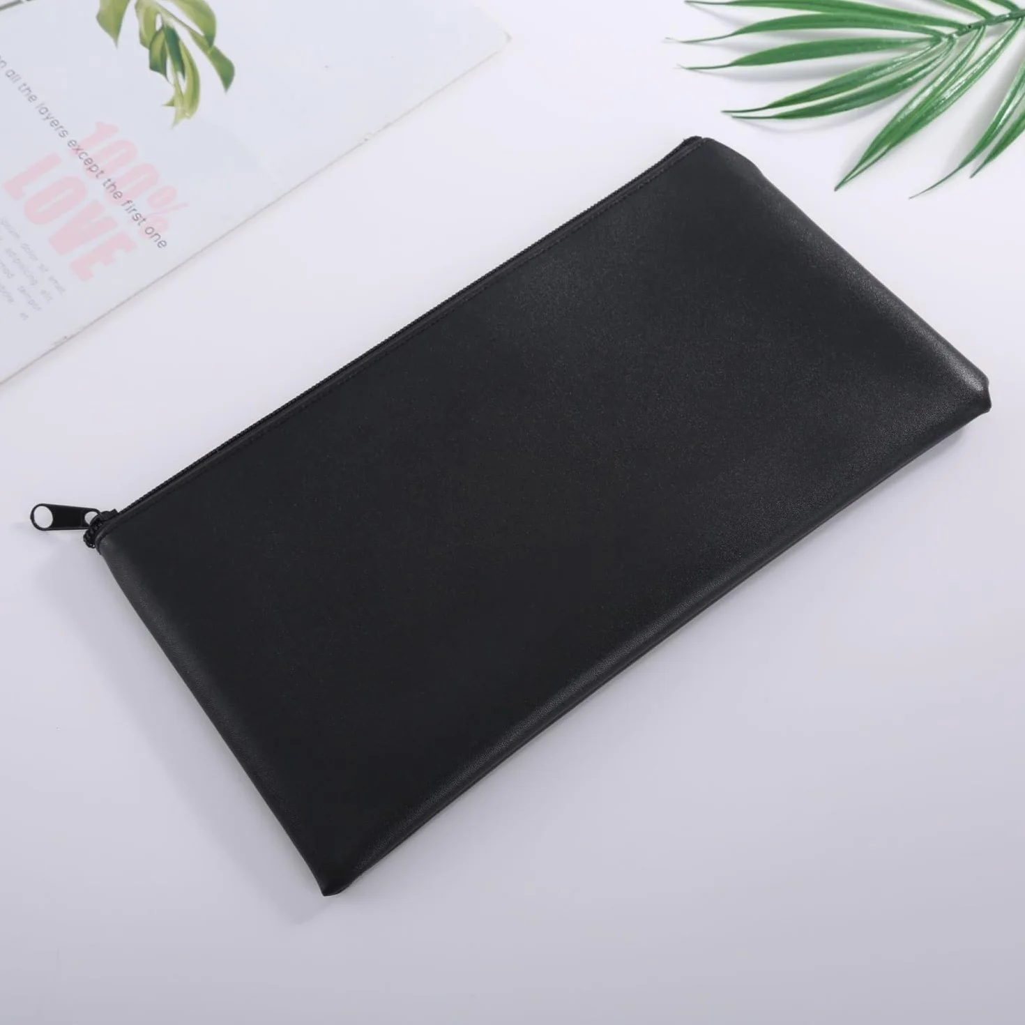 Torby na pieniądze bankowe z skóry PU 30 x 15 cm z zamkiem błyskawicznym
