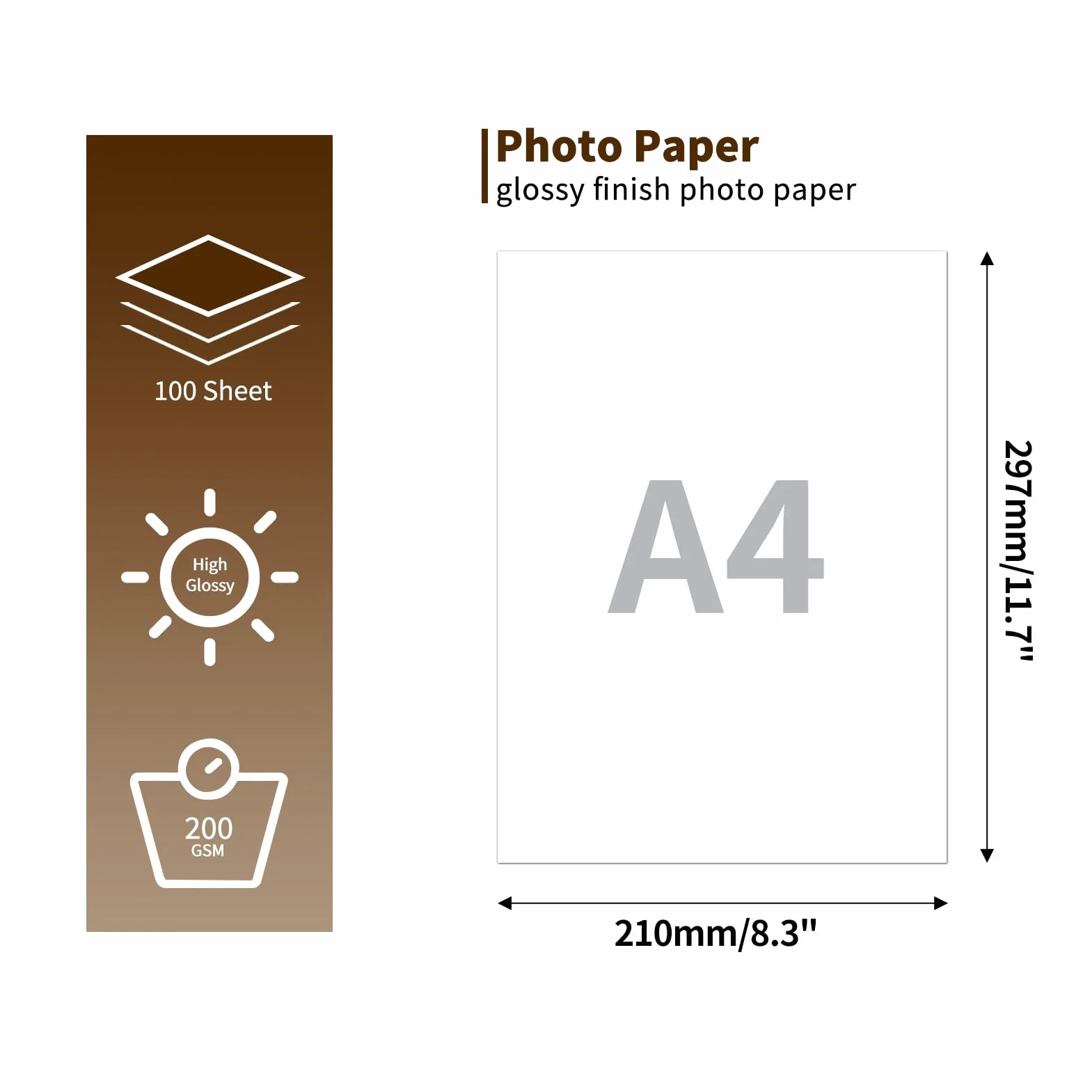 Papier fotograficzny A4 200 GSM 100 arkuszy wysoki połysk do drukarki atramentowej