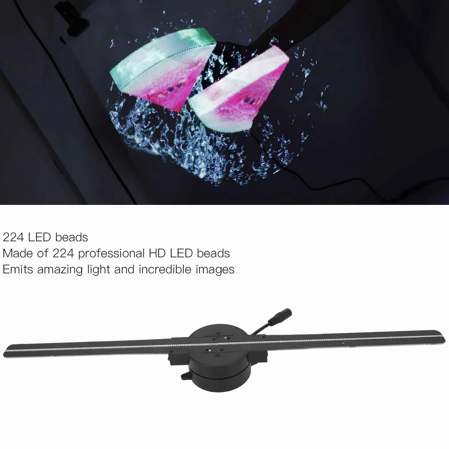 Wentylator z Hologramem 3D 16-calowa Projekcja Holograficzna, 2000x224 224 LED Inteligentny Projektor Hologramowy Wi-Fi, Zdjęcia HD Obrazy Filmy Reklama Maszyna Displayer dla