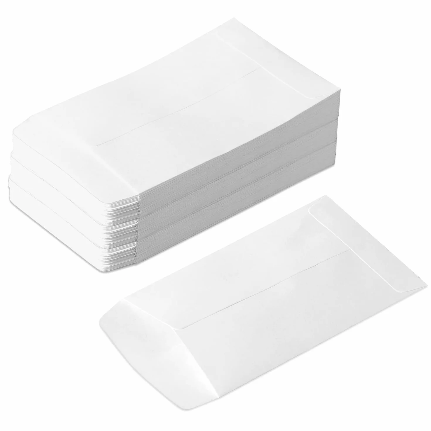 100 Sztuk Koperty Male 6x10cm na Monety, Kraft Bialy z Papieru Pakowego, Zamykane na Pieniadze, Banknoty, Place, Bizuteria, Znaczki, Male Przedmioty